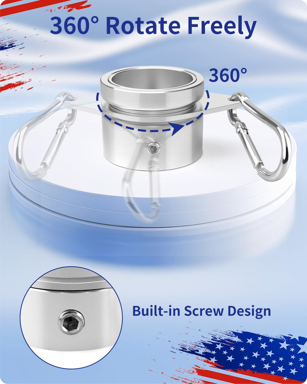 360-degree rotating flagpole rings for easy flag display