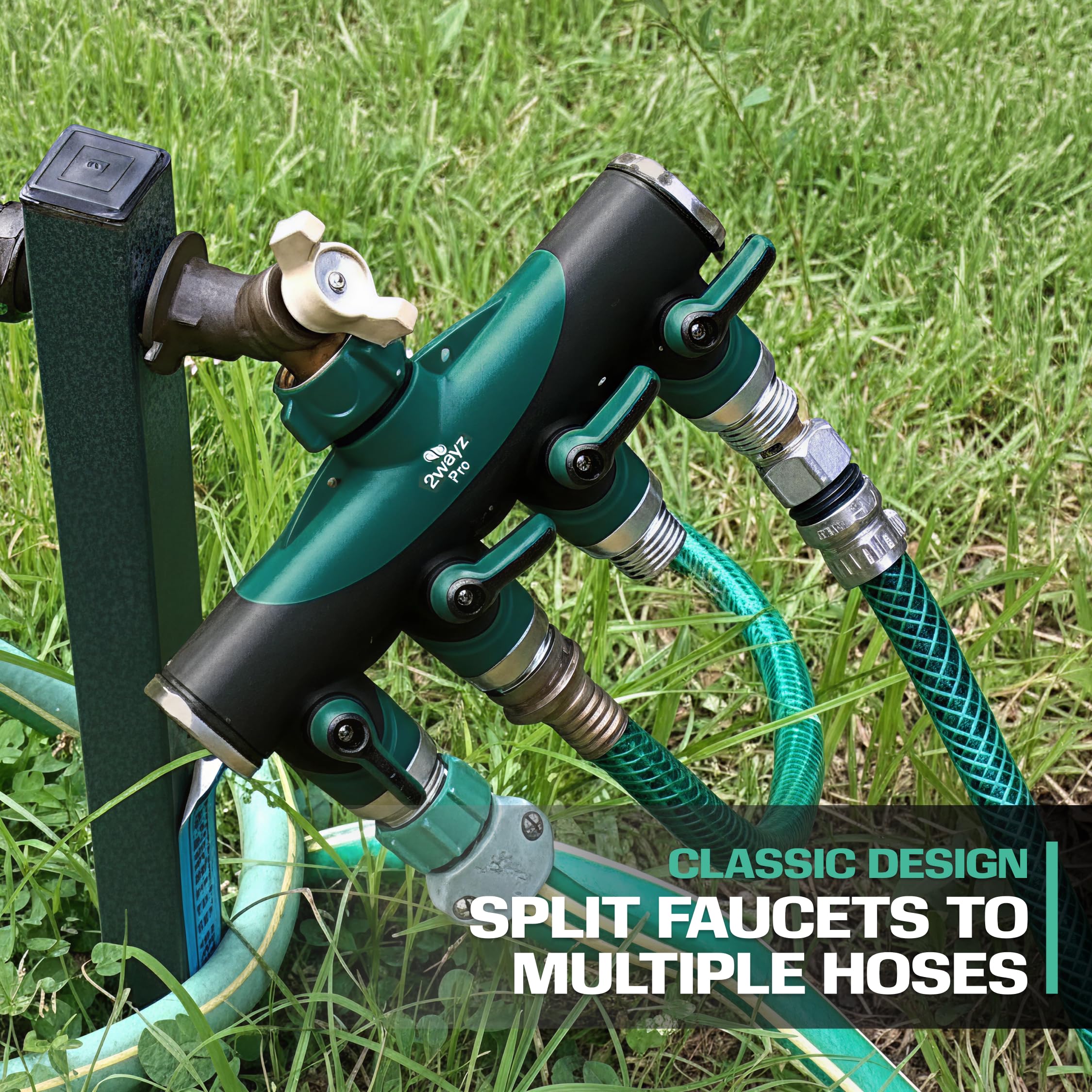 360-degree rotation feature of 2WAYZ Dual Outlet Water Hose Splitter