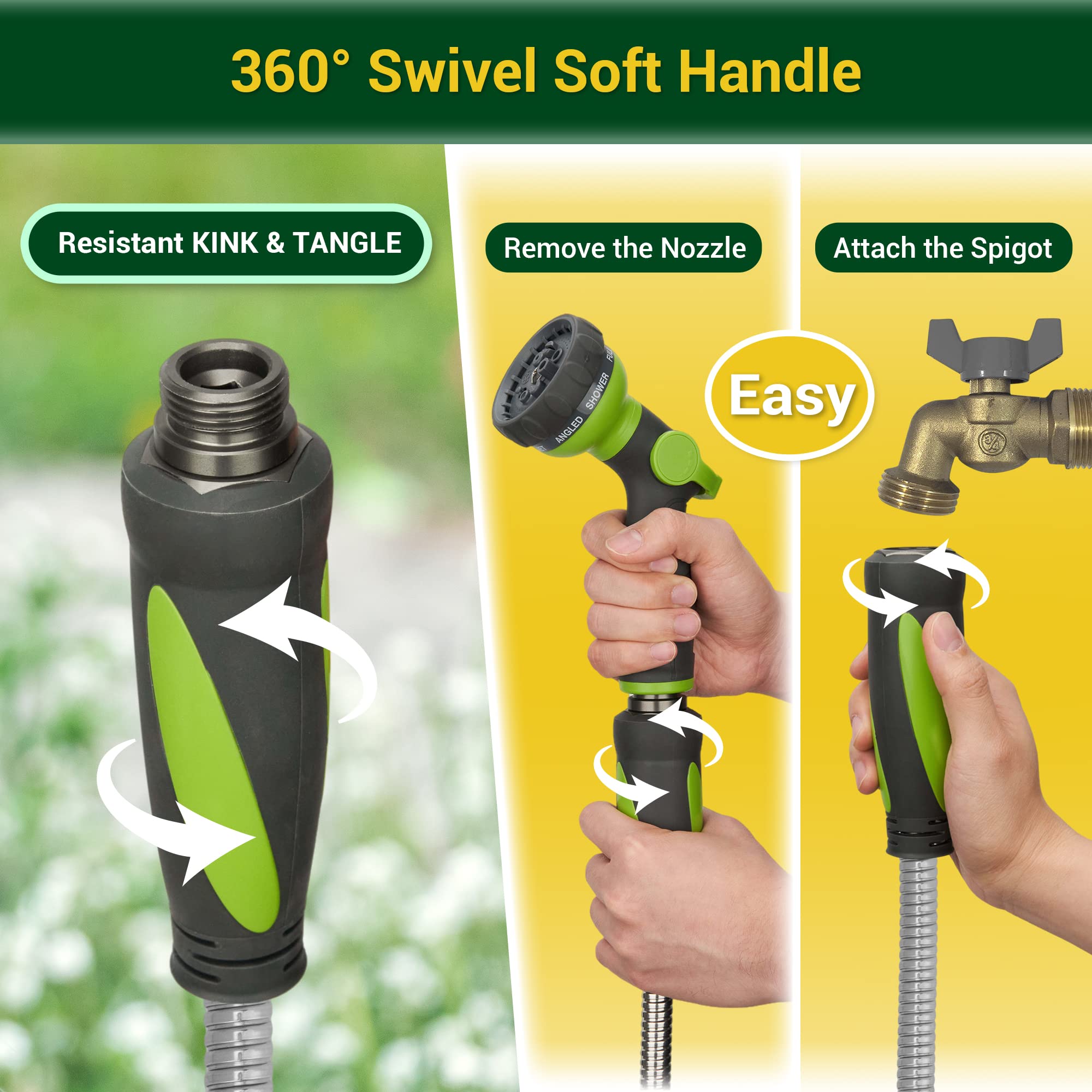 360 GADGET metal garden hose in outdoor setting