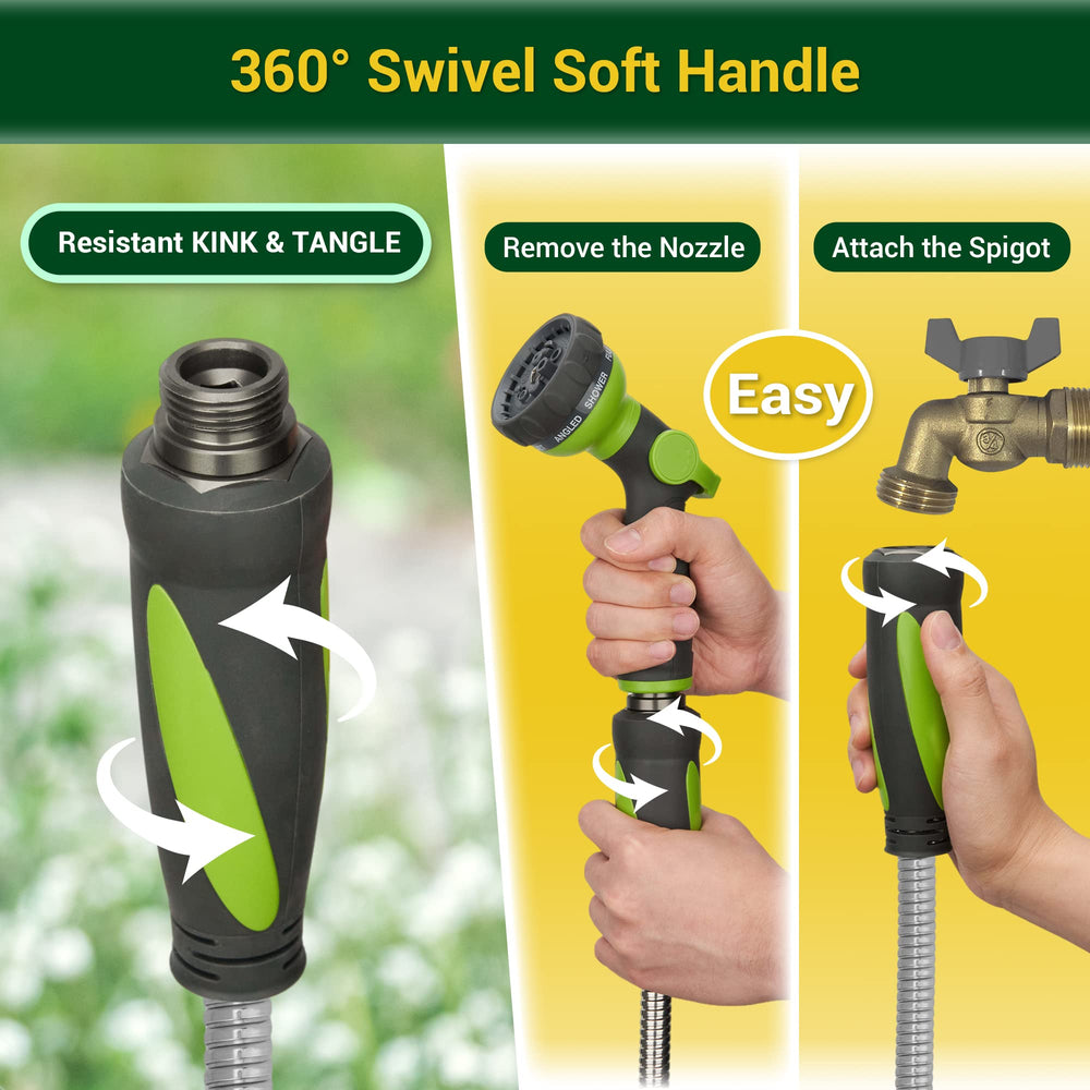 360 GADGET metal garden hose in outdoor setting