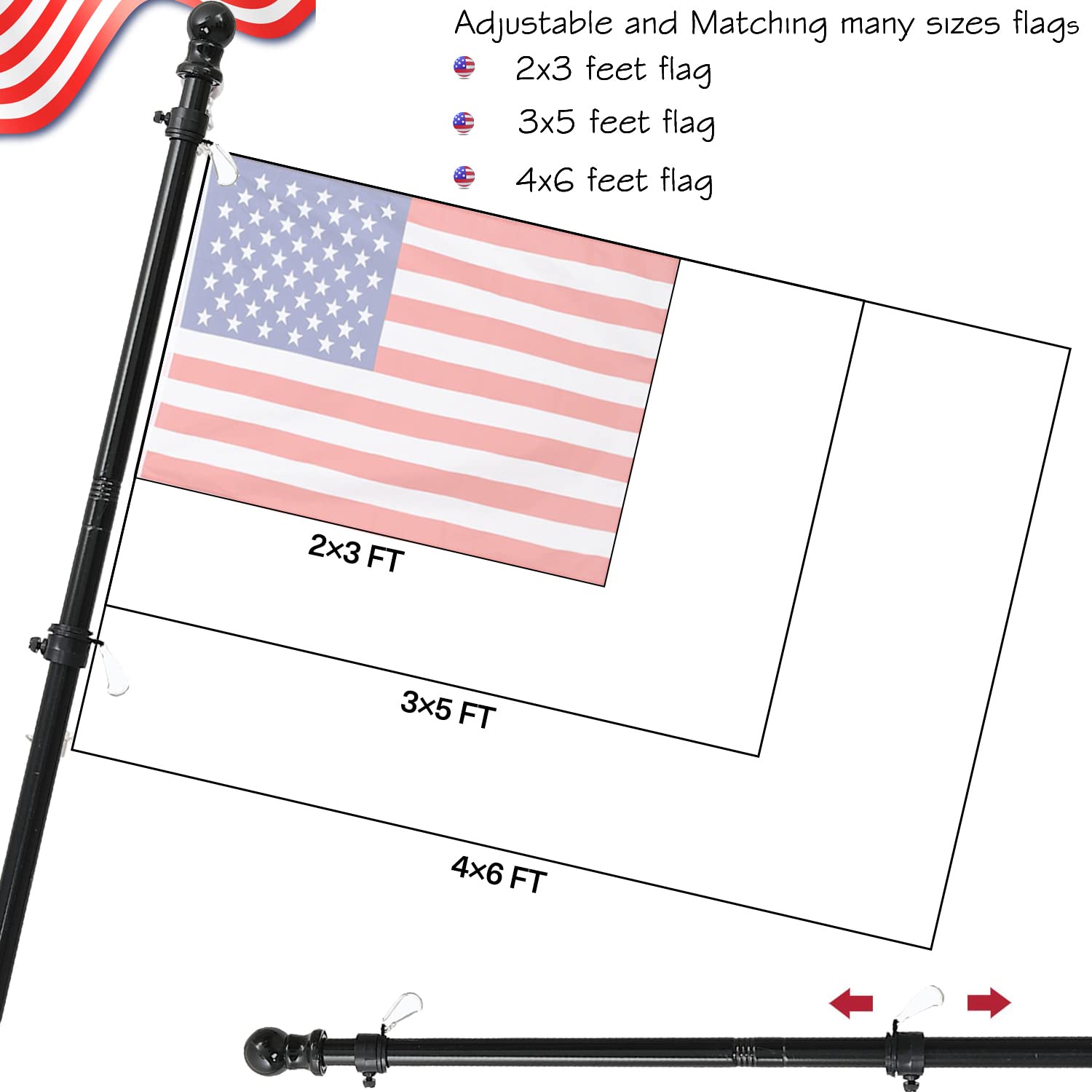 360° rotating anti-wrap rings of the flag pole