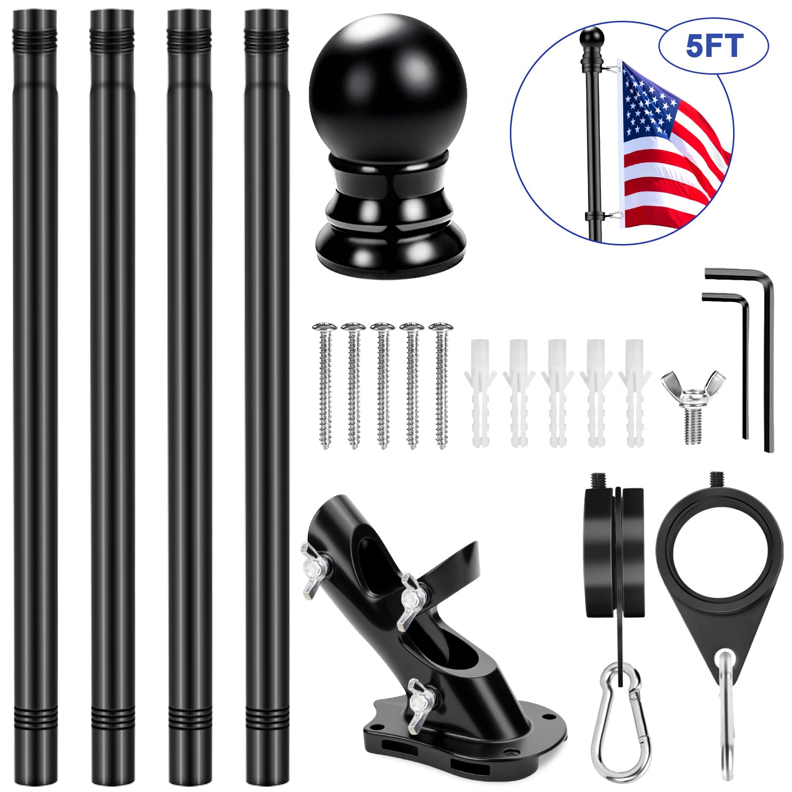 360° rotating flag pole rings close-up