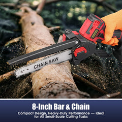3D VO INN Mini Chainsaw Burgundy with Milwaukee battery