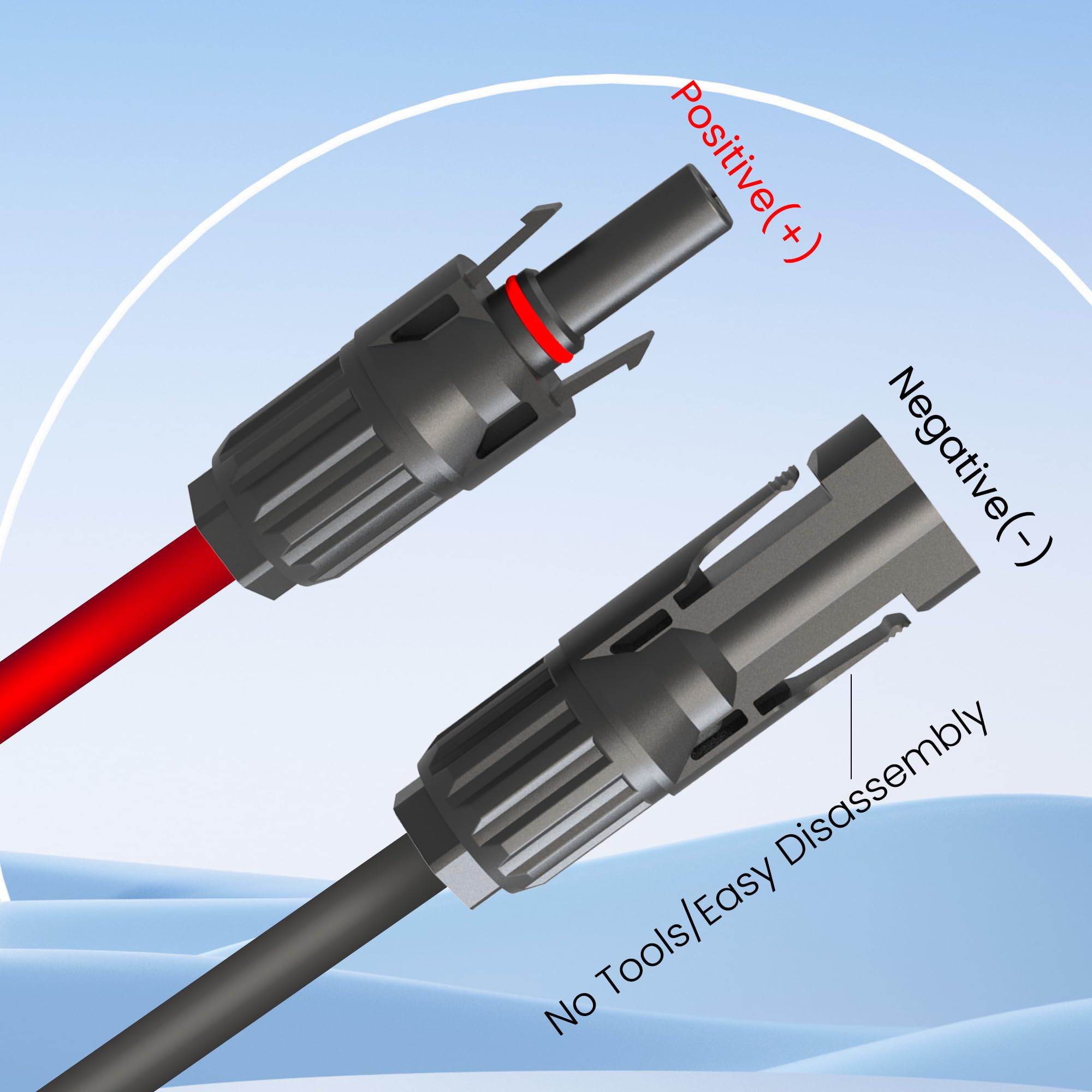 3ft Solar Charge Extension Cable with connectors