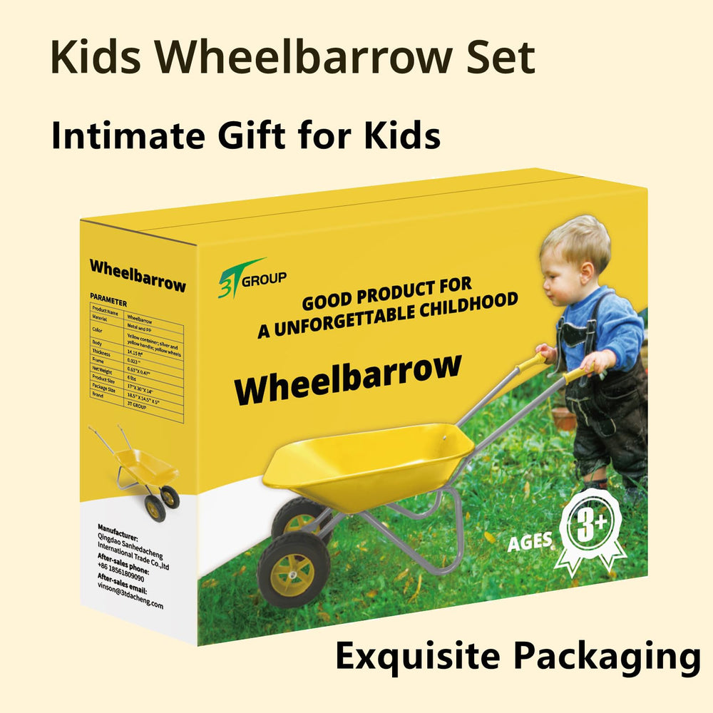 3T GROUP Kids Gardening Tool Set Wheelbarrow assembled with tools