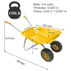 3T GROUP Kids Gardening Tool Set Wheelbarrow side view with wheels