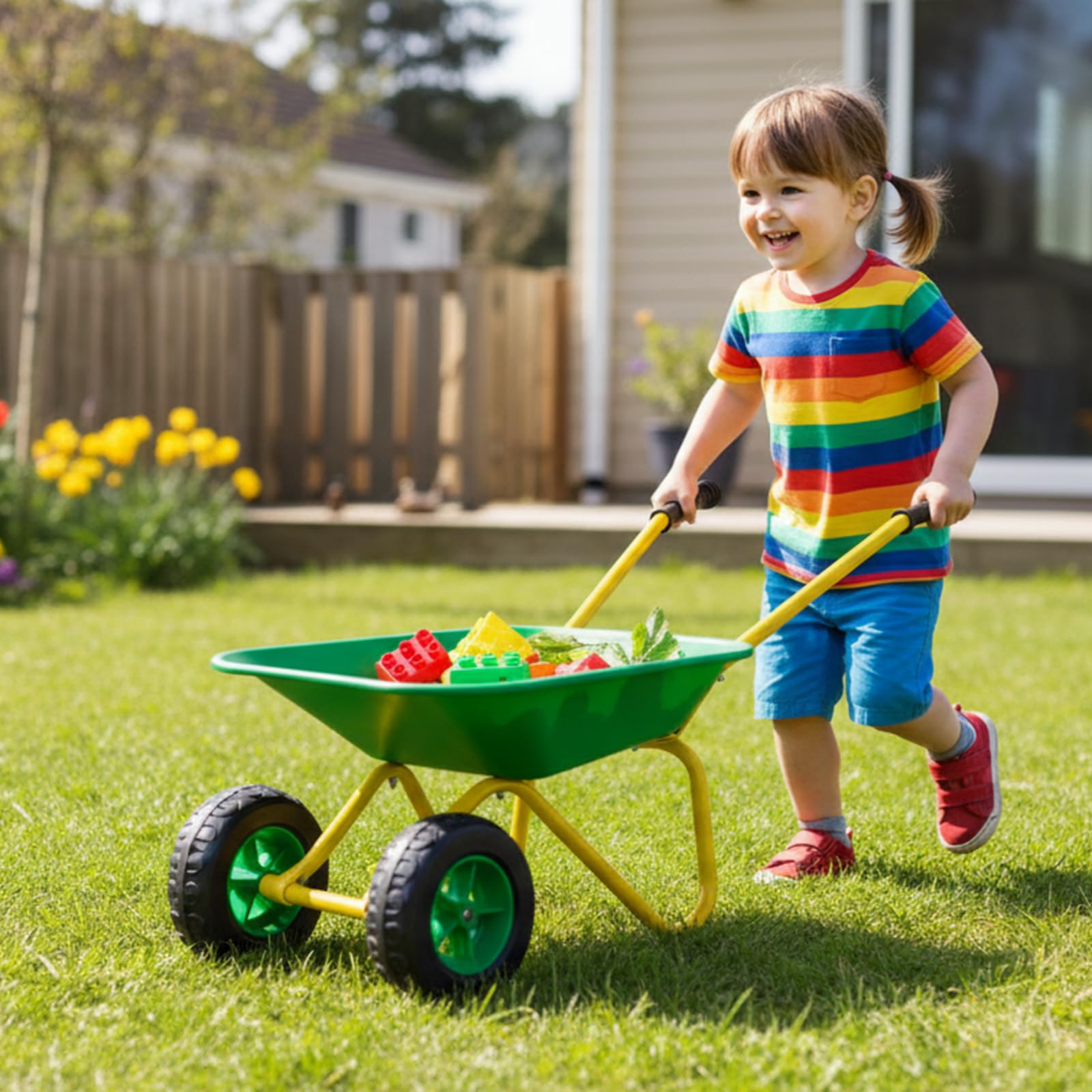 3T GROUP Kids Wheelbarrow side view showing wheels