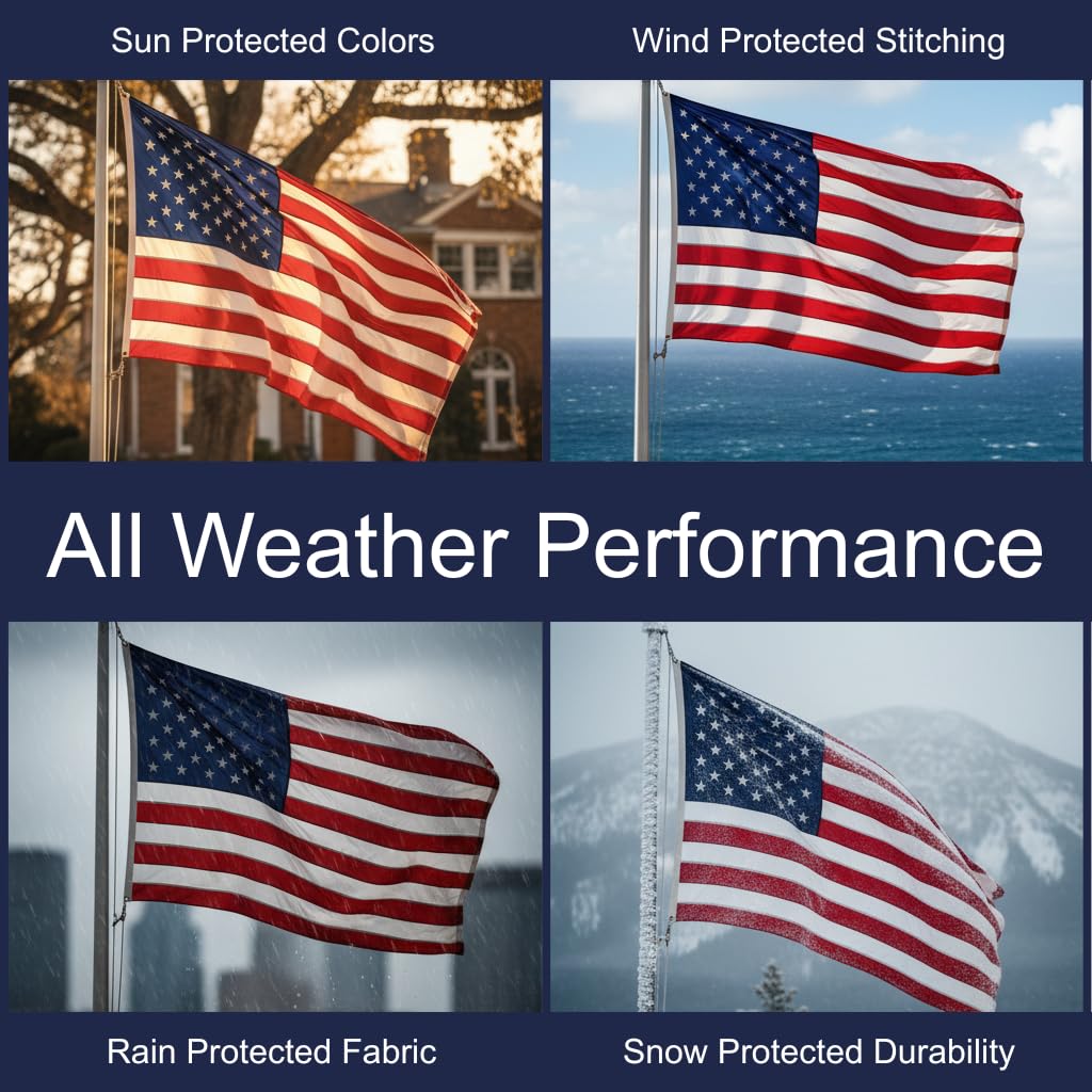 3x5 American Flag showing double-stitched stripes