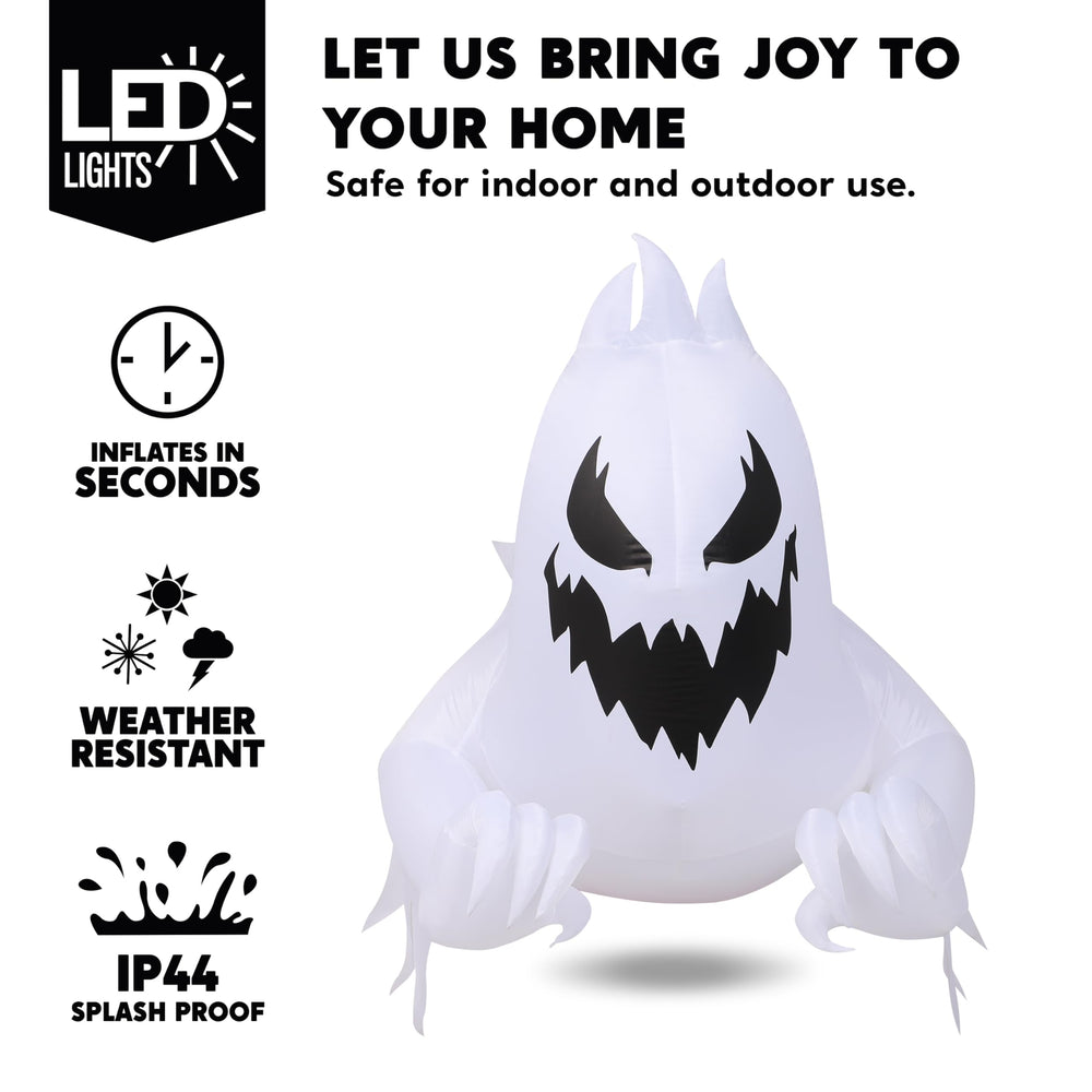 4.5 FT Halloween ghost decoration in a garden setting