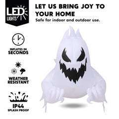 4.5 FT Halloween ghost decoration in a garden setting