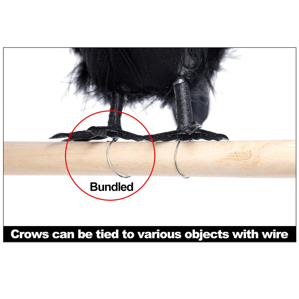 4 Black Crows in a garden setting for Halloween decor