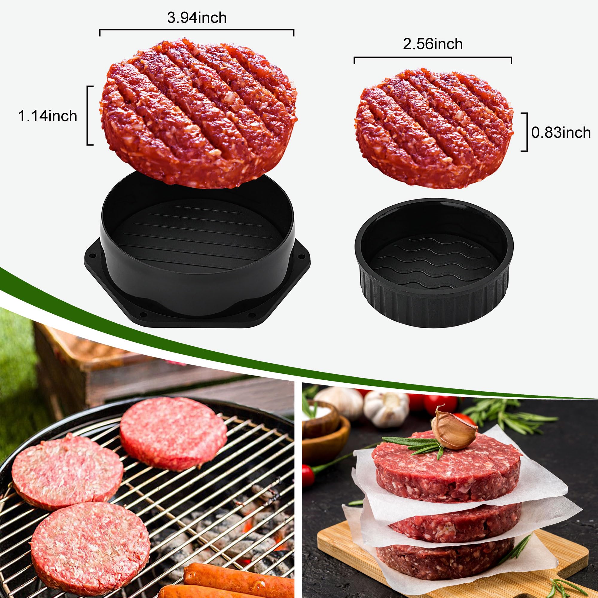 4-in-1 stuffed burger mold with adjustable sizes