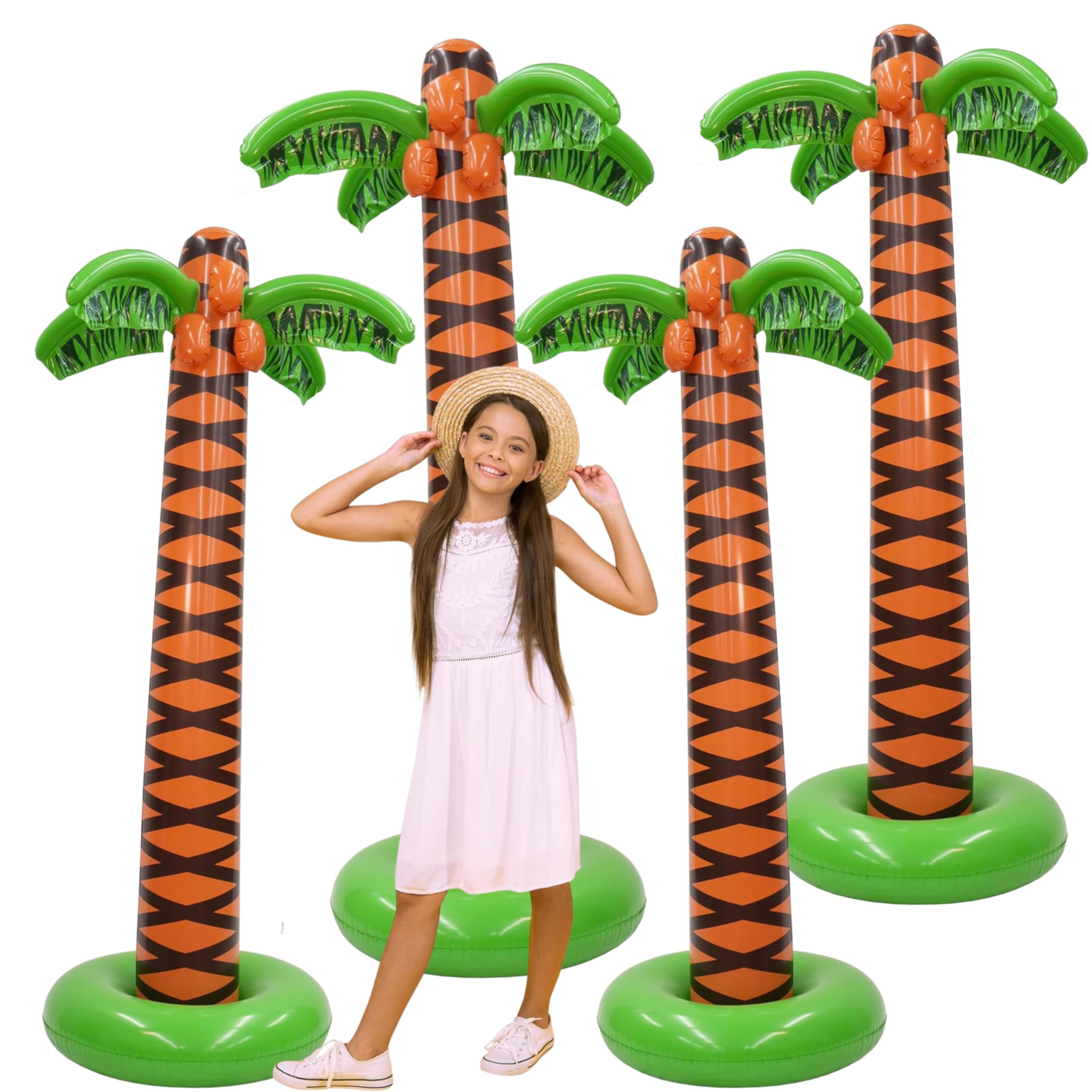 4 pack of 6 ft inflatable palm trees for party decoration