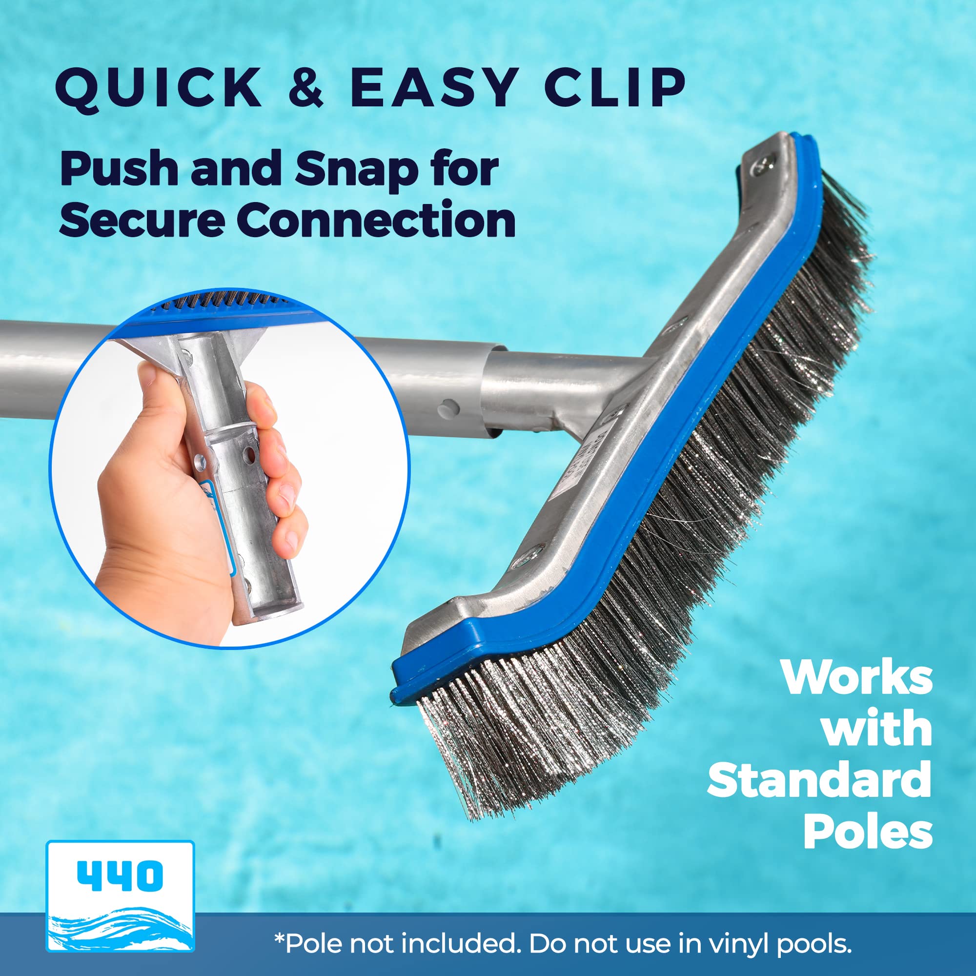 440 Heavy-Duty Pool Brush in cleaning action in a pool