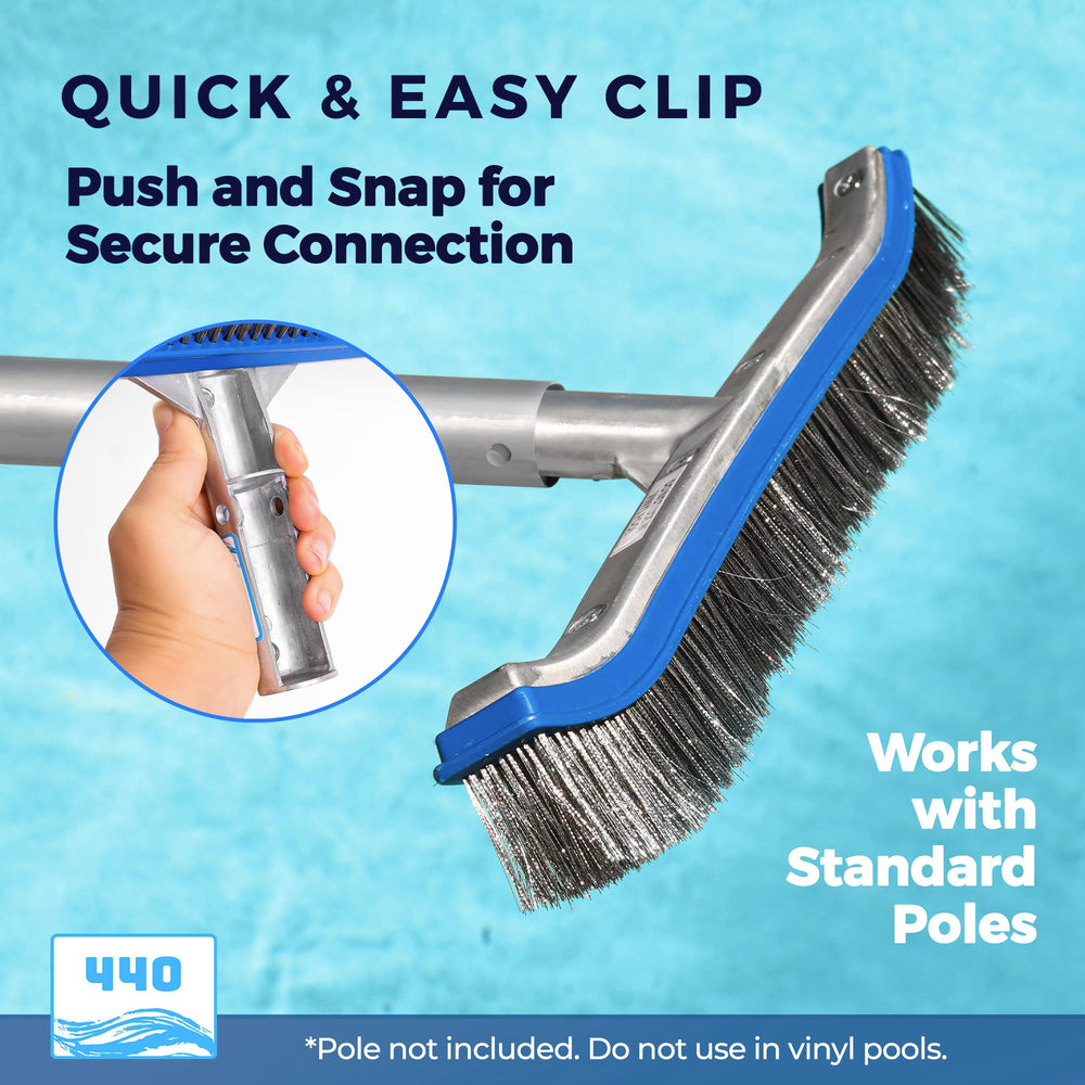 440 Heavy-Duty Pool Brush in cleaning action in a pool