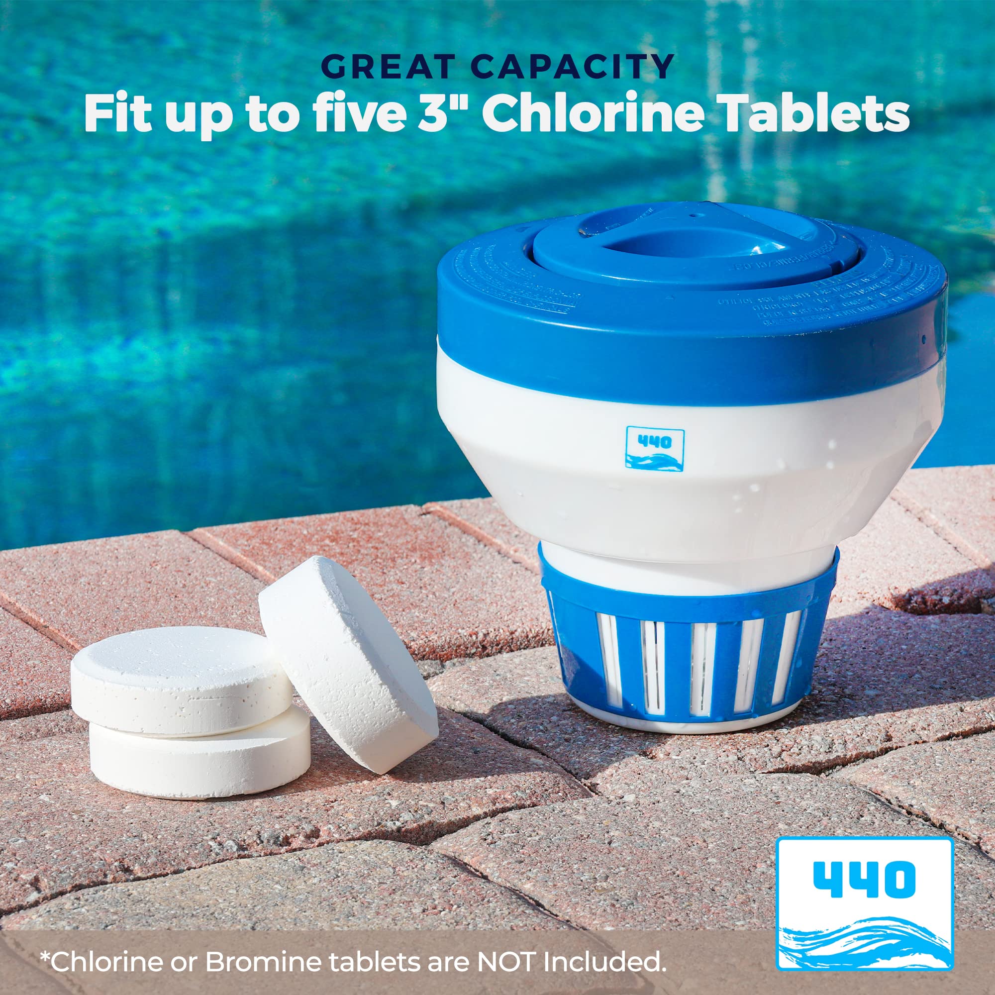 440 Pool Chlorine Floater Dispenser on water surface