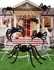 47-inch plush spider with vivid red eyes and black hair