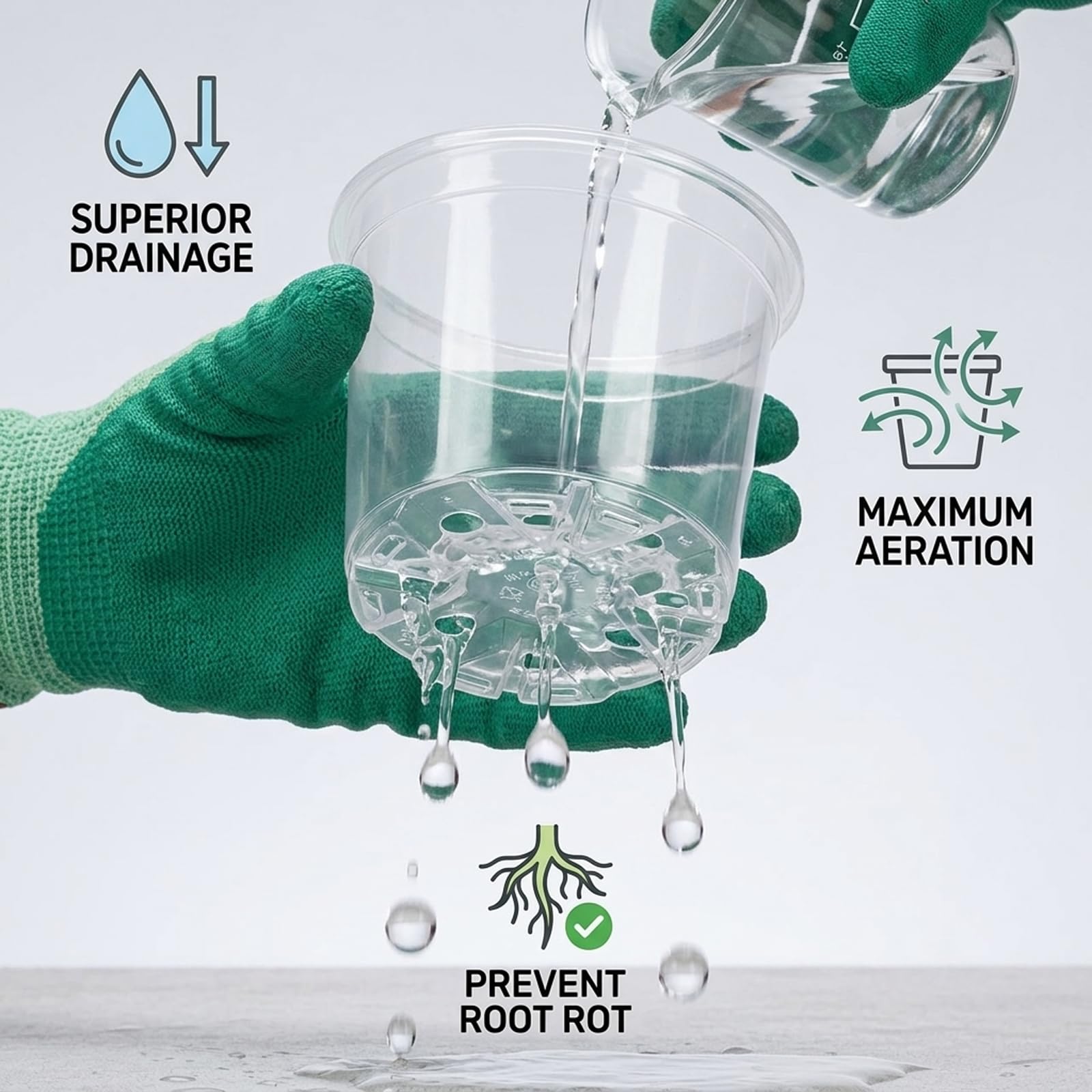 5 inch AFHGGZXZ Clear Nursery Pot stacked