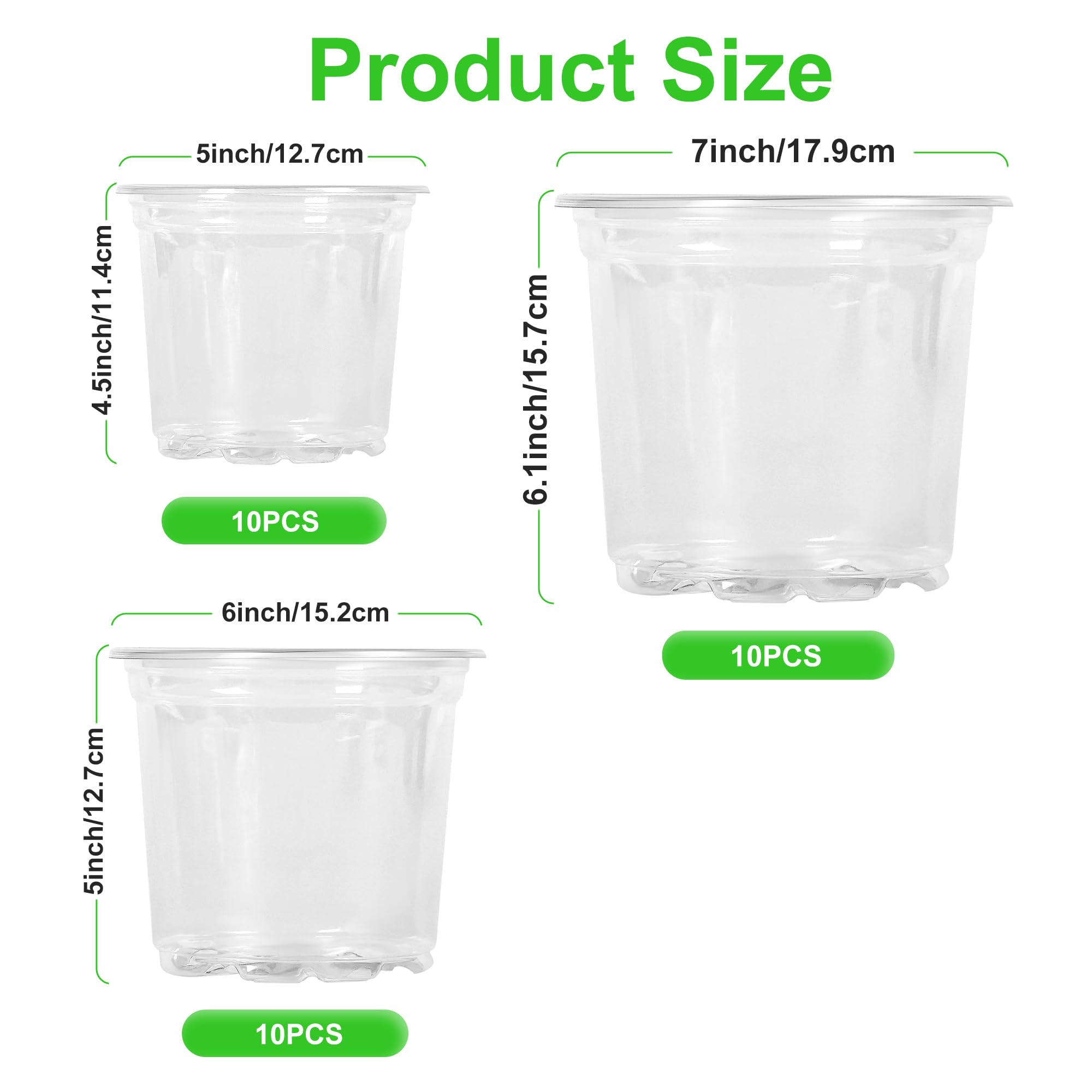 5 inch clear nursery pot from JERIA showing drainage holes