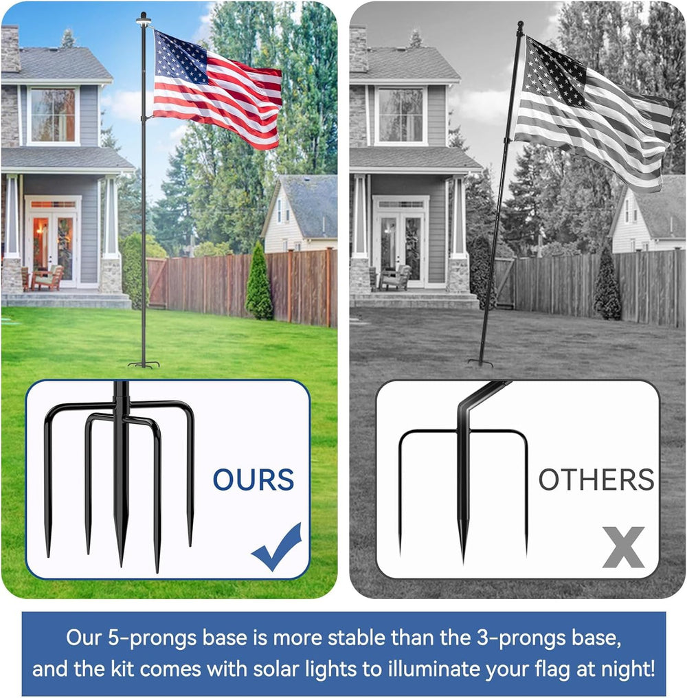 5-prong base of ZMTECH flagpole for stability