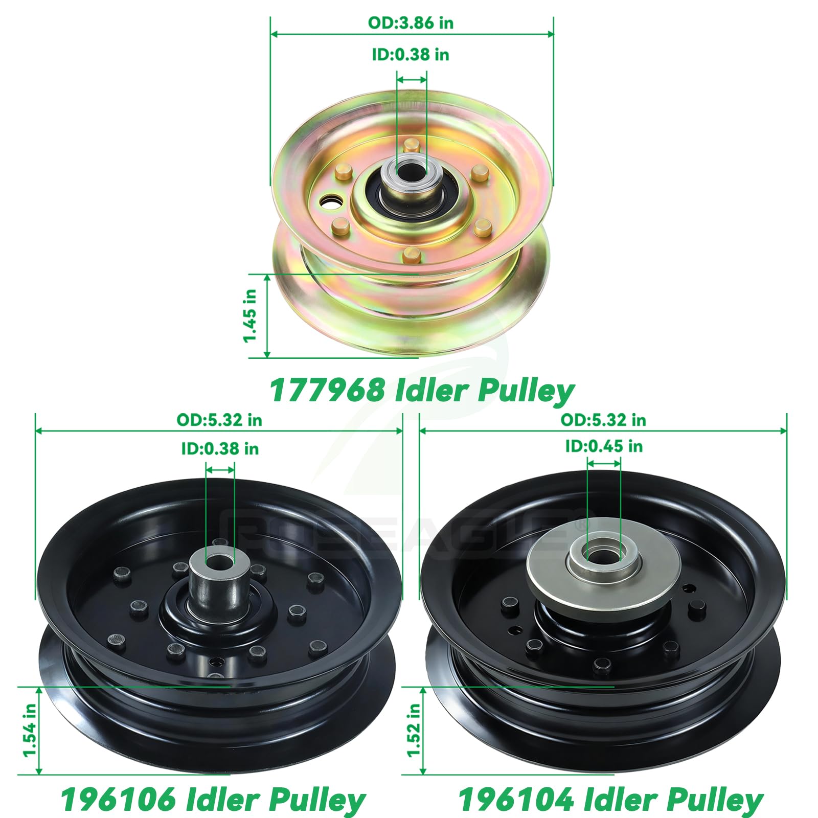 532196104 Idler Pulley from POSEAGLE front view