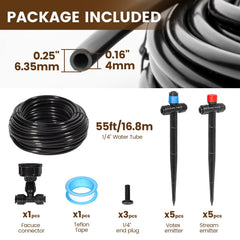 55FT tubing and drip emitters included in Eledom irrigation kit