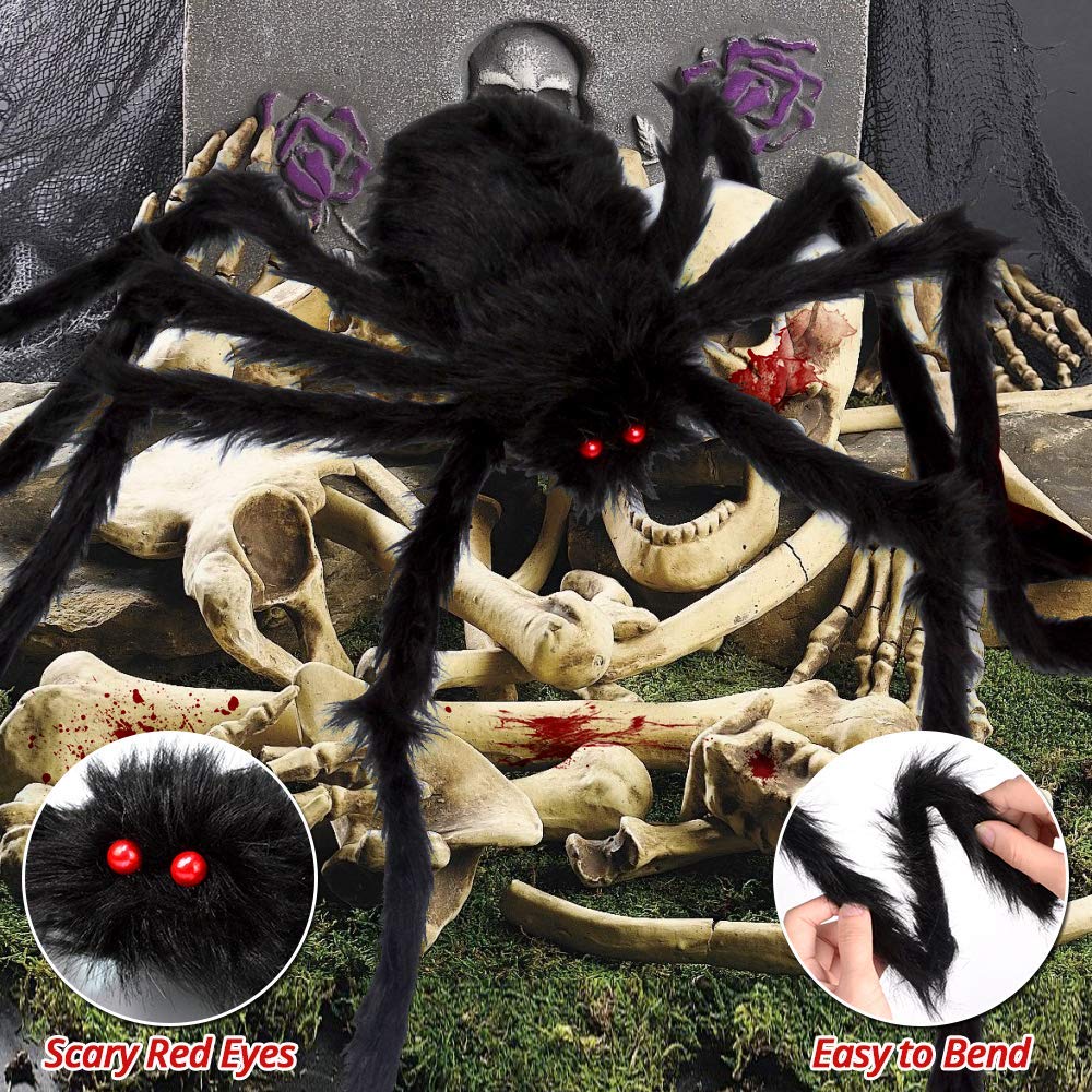 59 inches black giant spider with red eyes