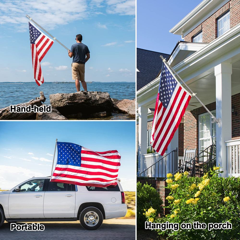 5FT COCONUT flag pole with 3x5 American flag attached