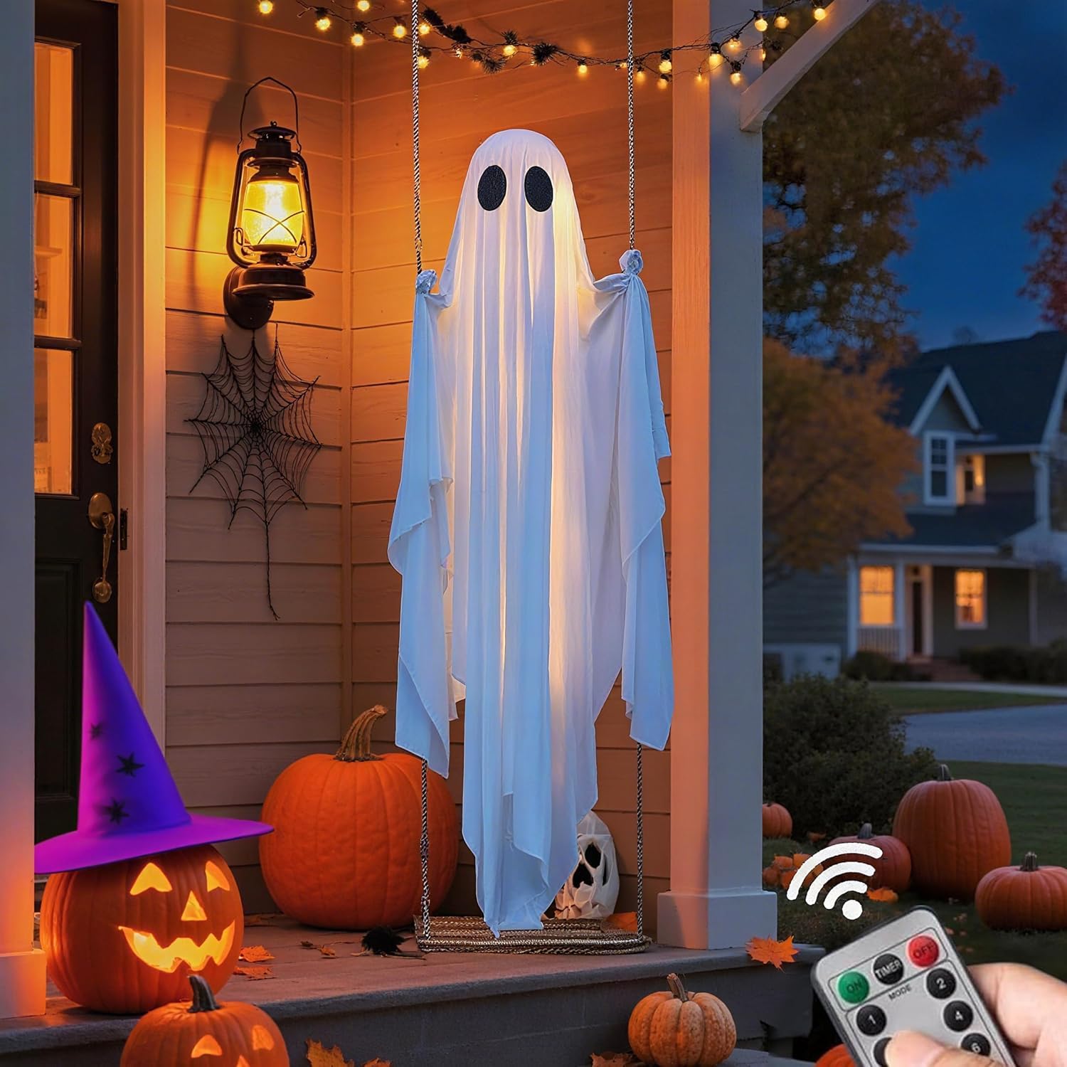 5FT TitTees large hanging ghost with LED lights front view