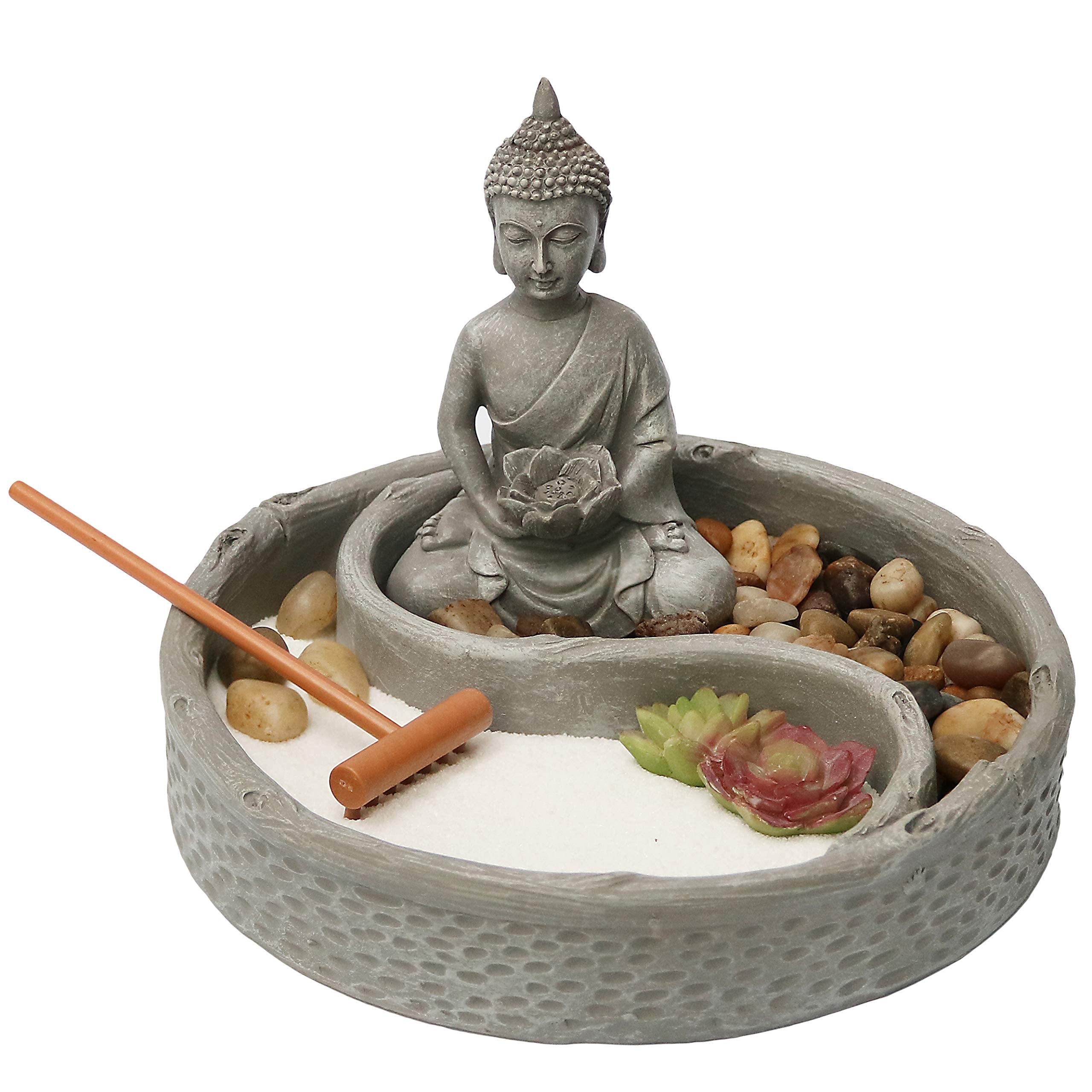 6-inch round base of Nature's Mark Mini Zen Garden Kit