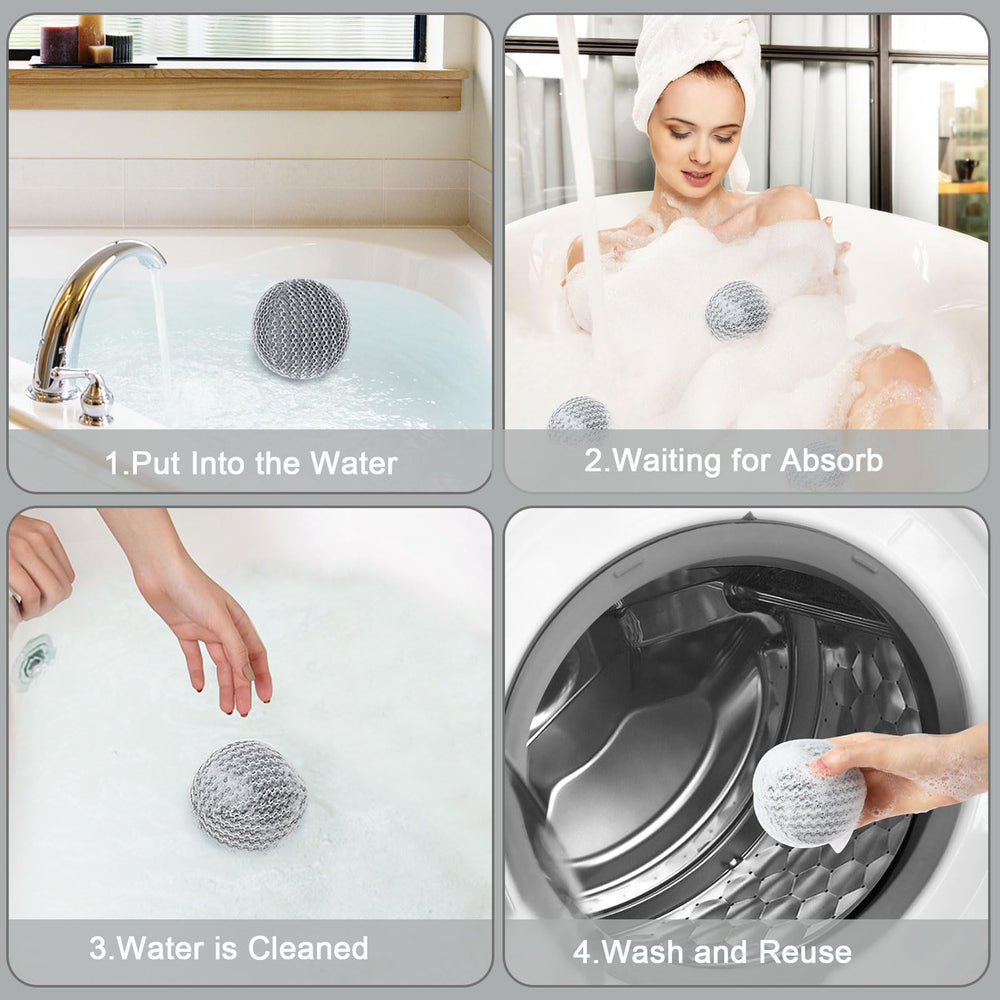 6 JULMELON scum absorber balls in a spa setting