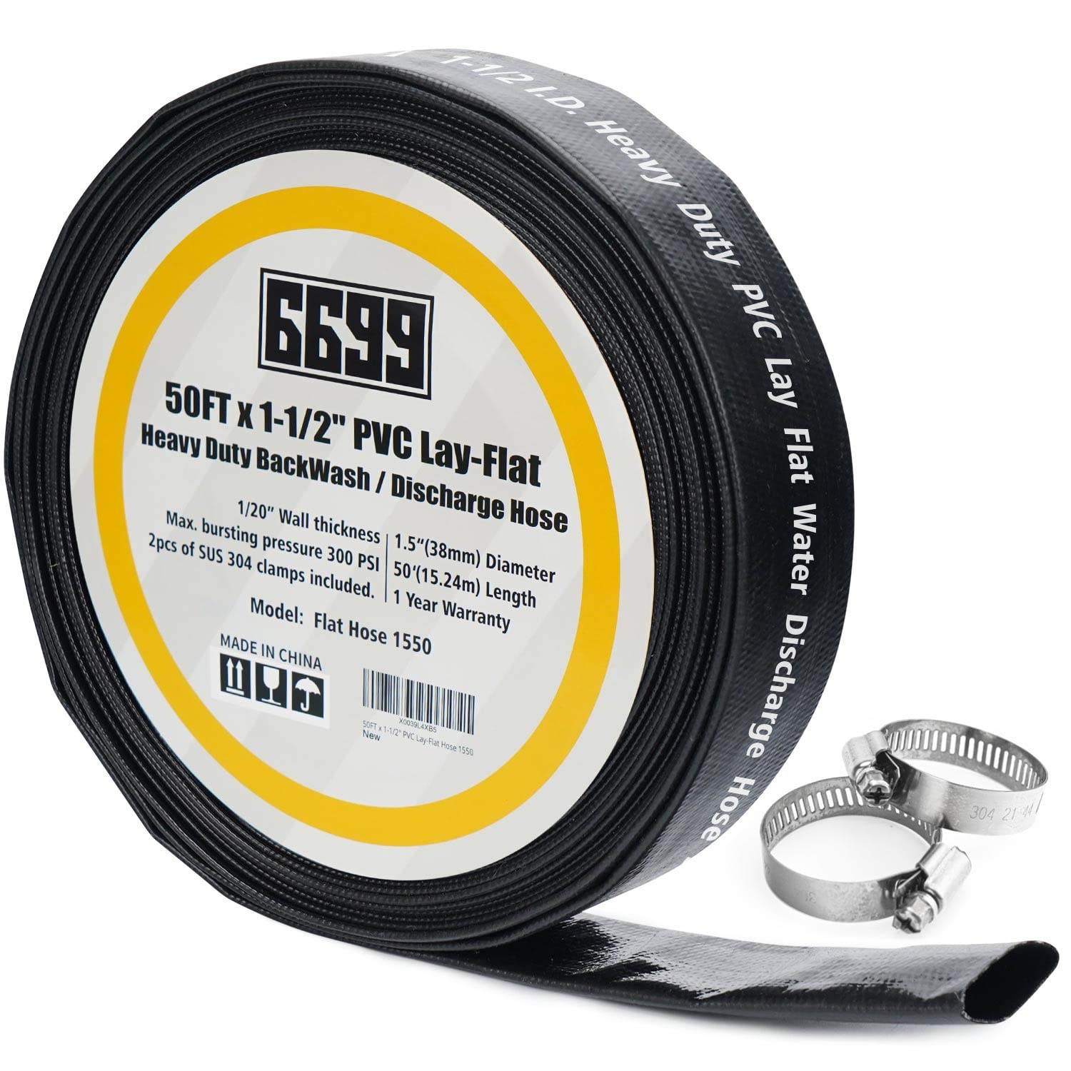6699 1-1/2-Inch x 50-Foot Pool Discharge Hose front view