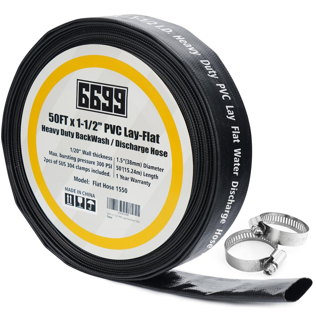 6699 1-1/2-Inch x 50-Foot Pool Discharge Hose front view