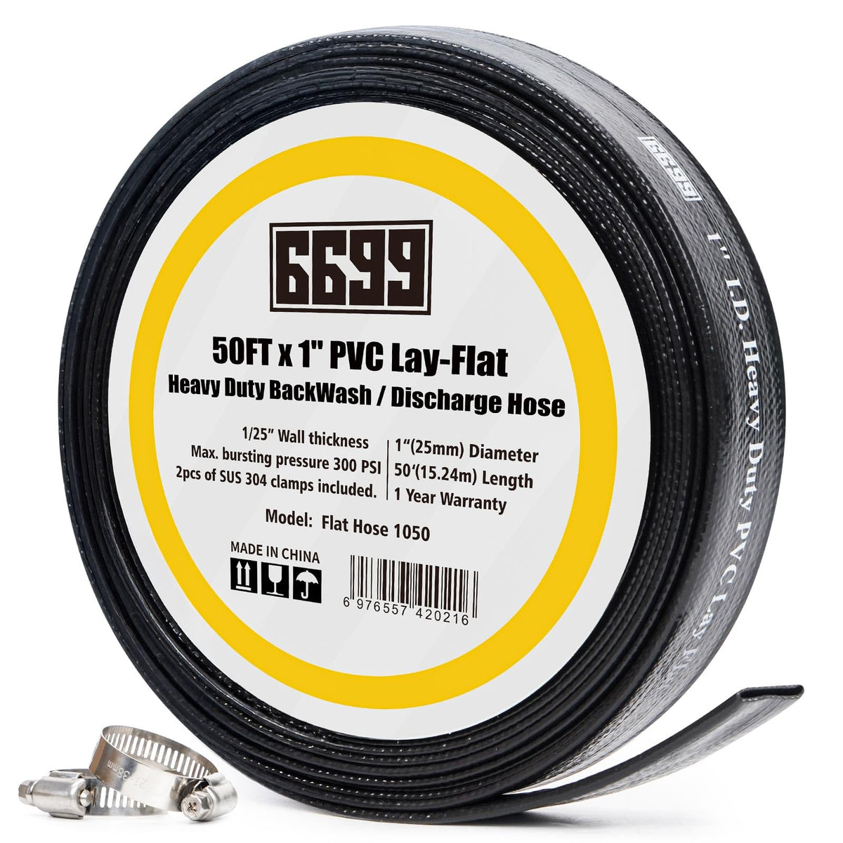 6699 Discharge Hose 1-inch by 50-foot in black color