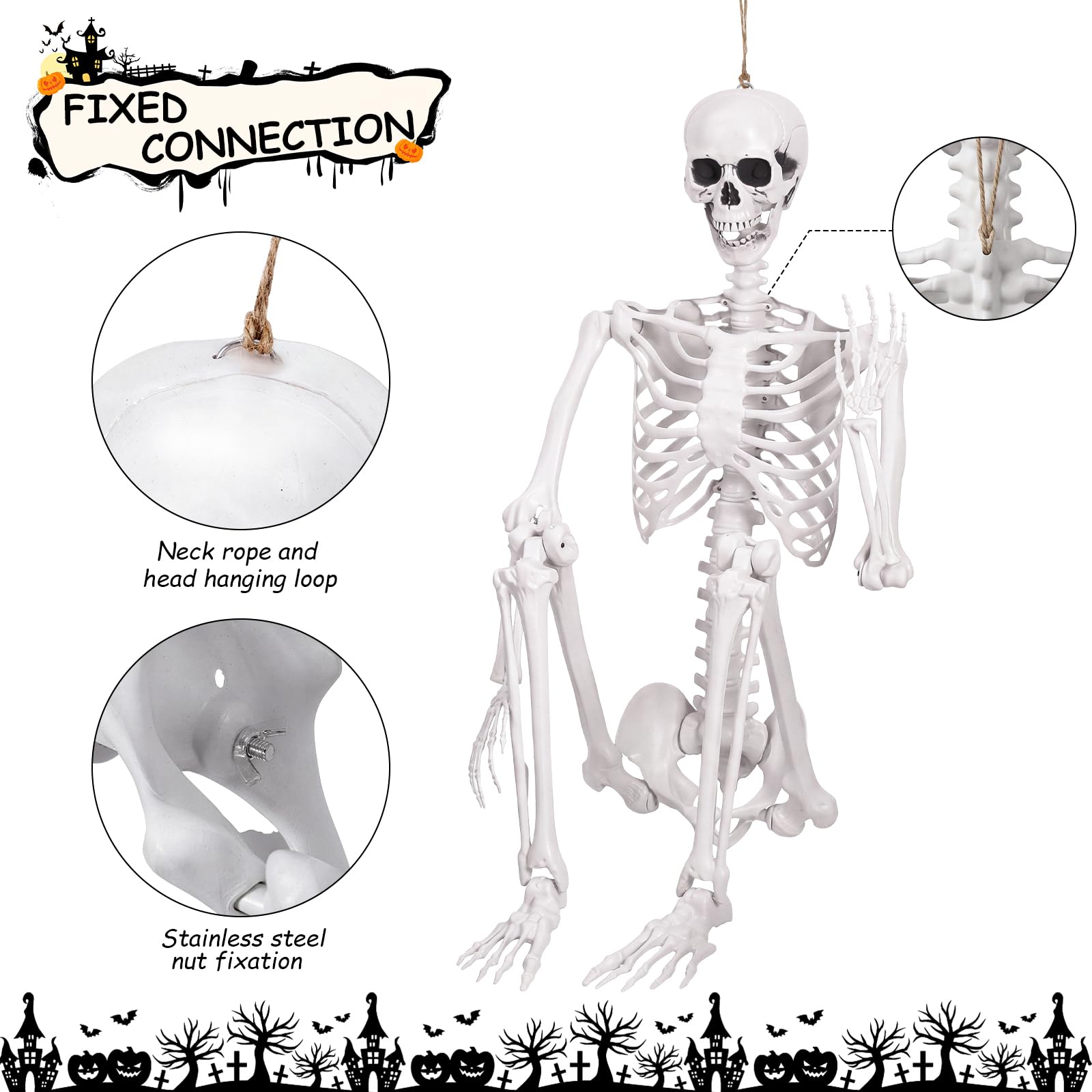 7.9FT Giant Skeleton standing on a lawn