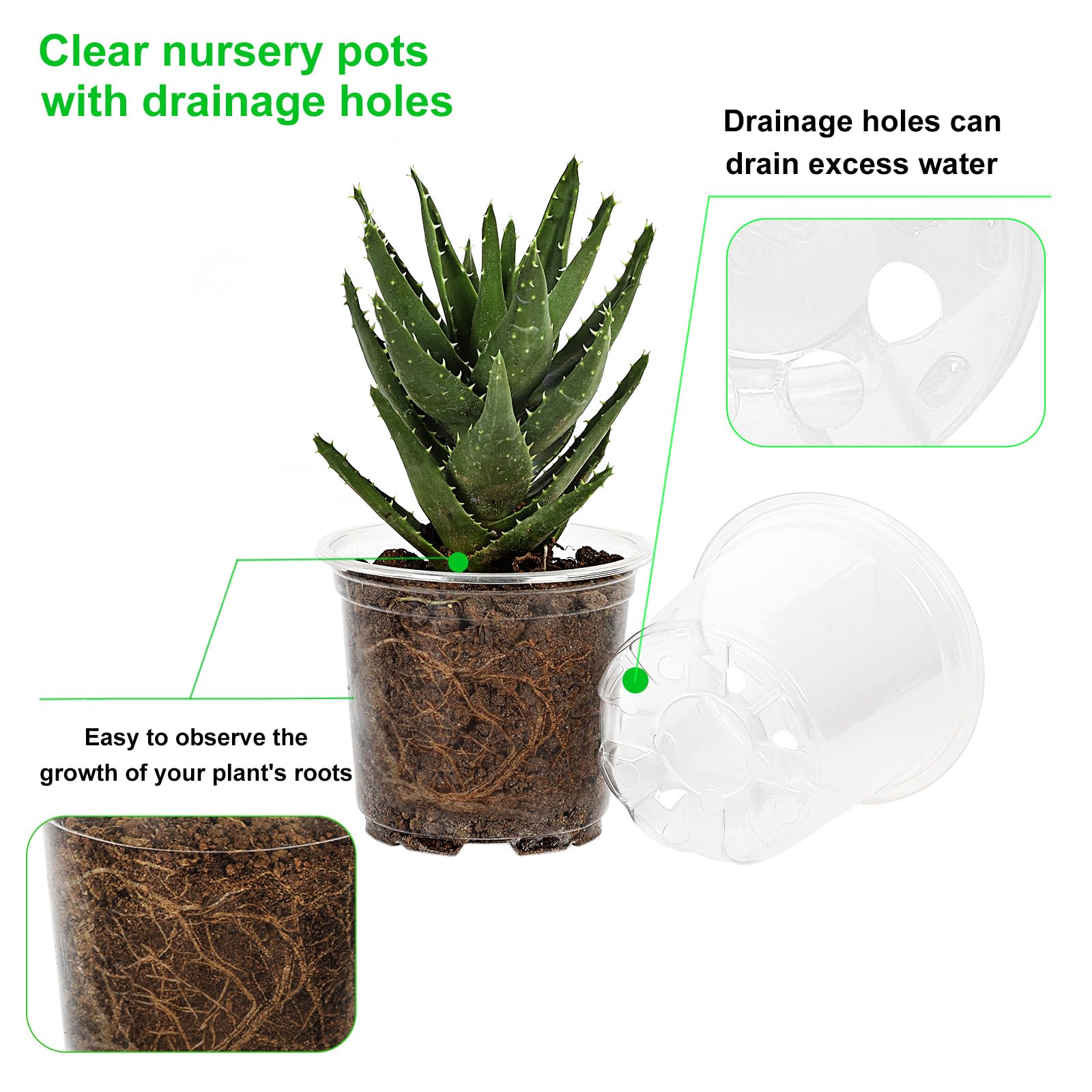 7-inch clear nursery pot from JERIA
