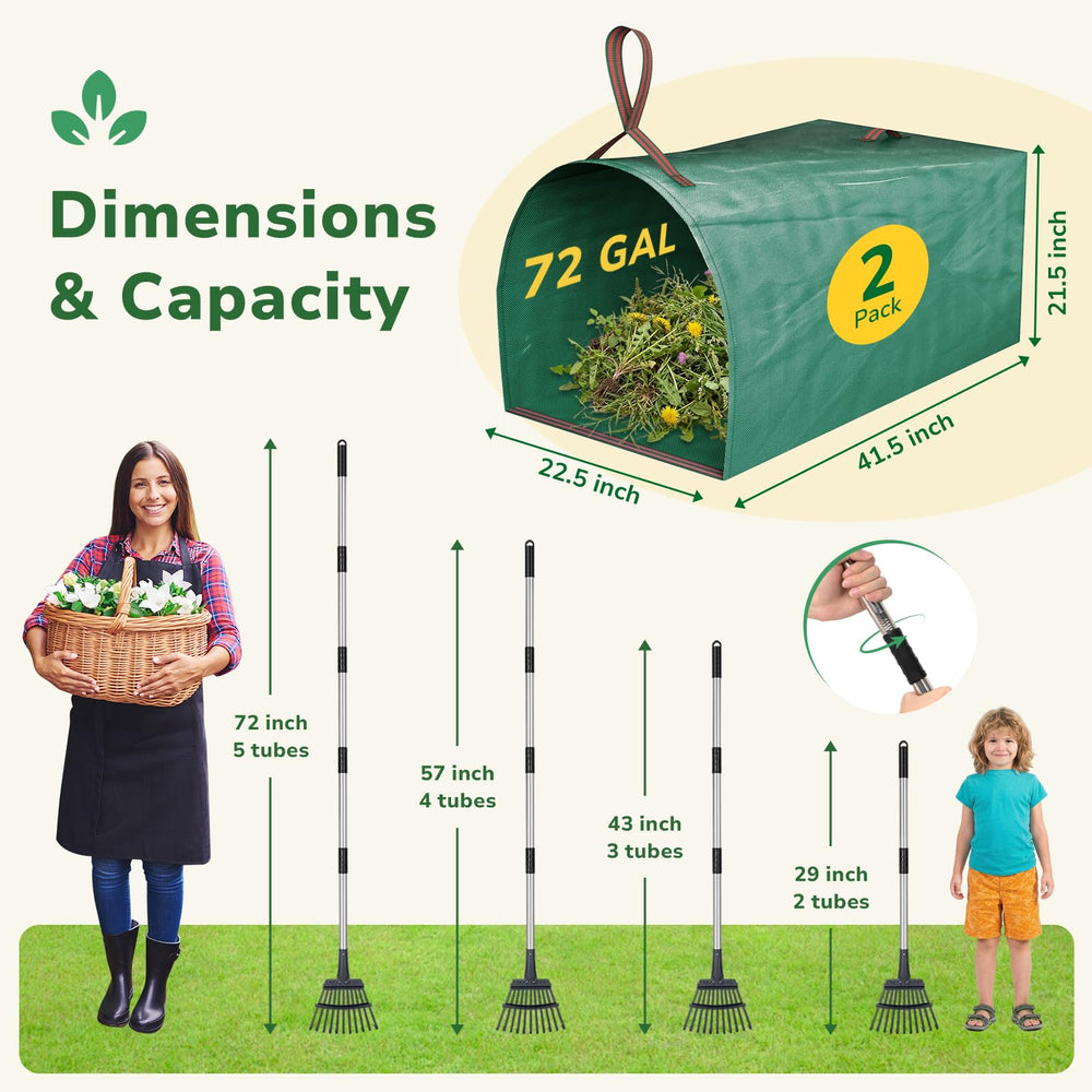 72-gallon reusable leaf bag standing upright for hands-free filling