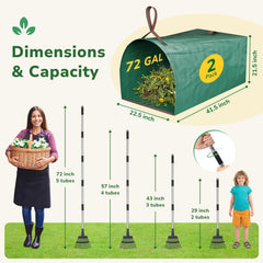 72-gallon reusable leaf bag standing upright for hands-free filling