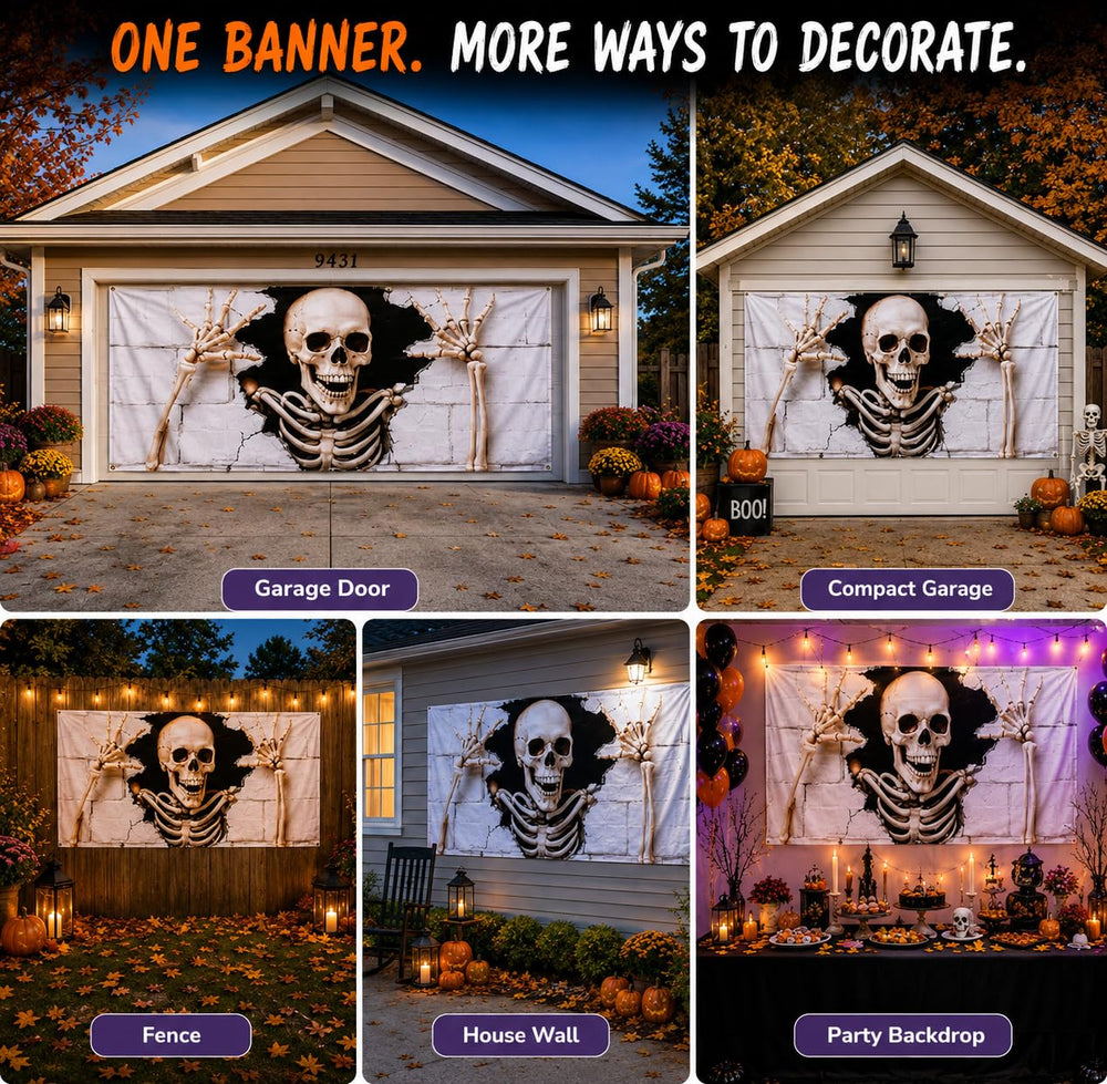 8 copper grommets on the Halloween garage banner