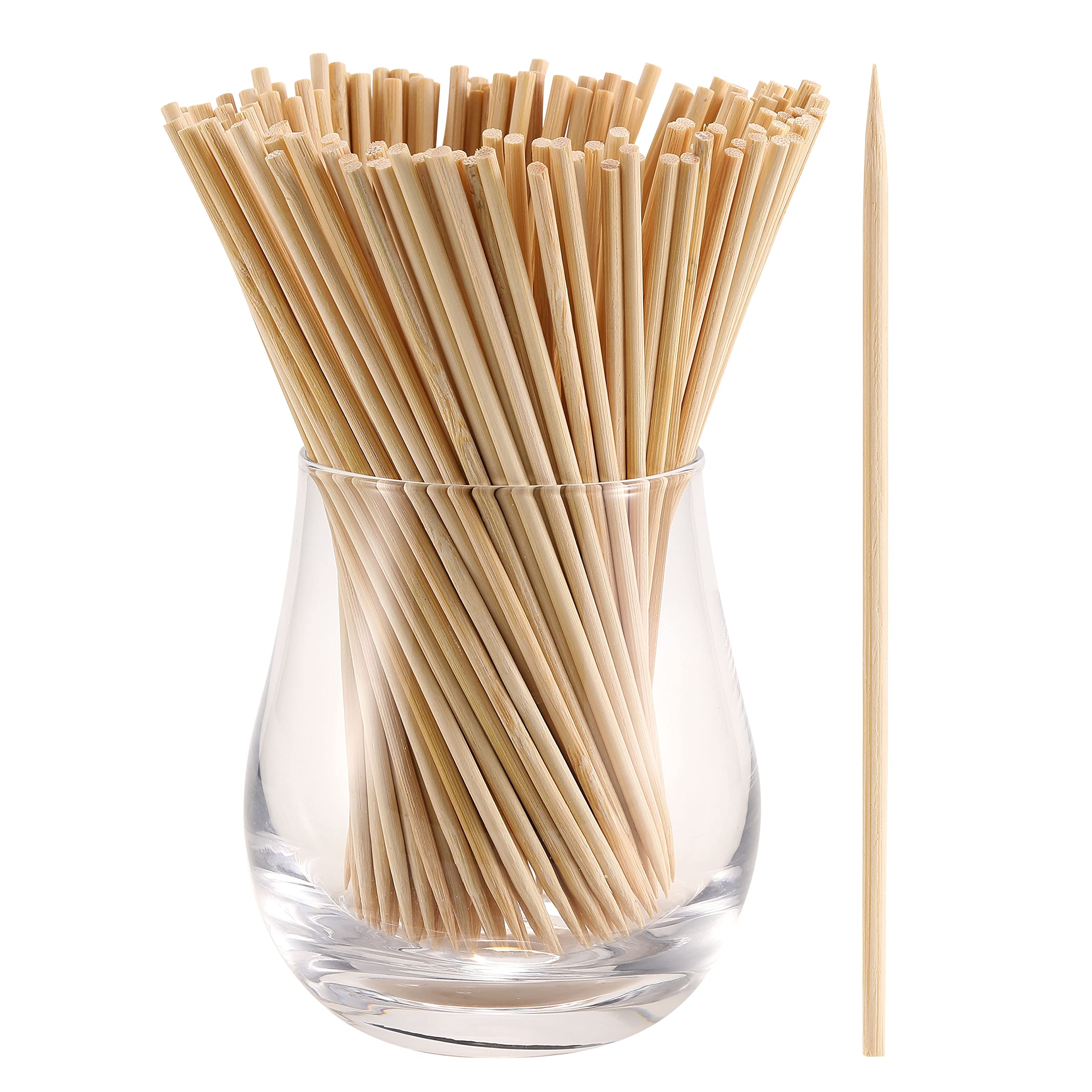 8 inch bamboo skewer close-up with semi-pointed tip