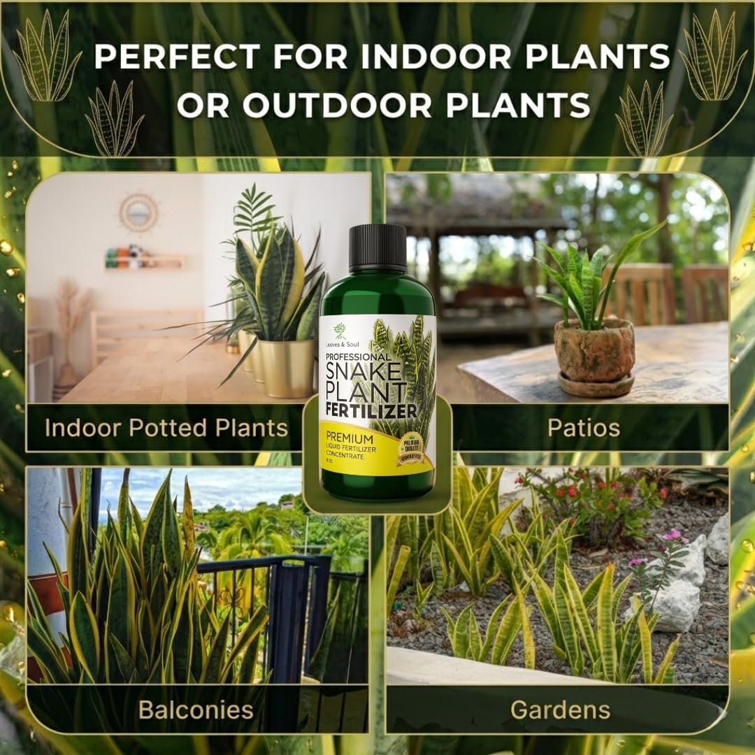 8 oz bottle of Leaves and Soul fertilizer on a wooden table