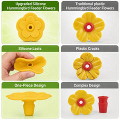 8 pack of yellow silicone flowers for hummingbird feeders
