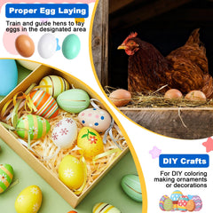 8PCS Wooden Fake Eggs shown in various crafting applications