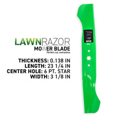 8TEN LawnRAZOR Mower Blade close-up of the 6 point star center hole