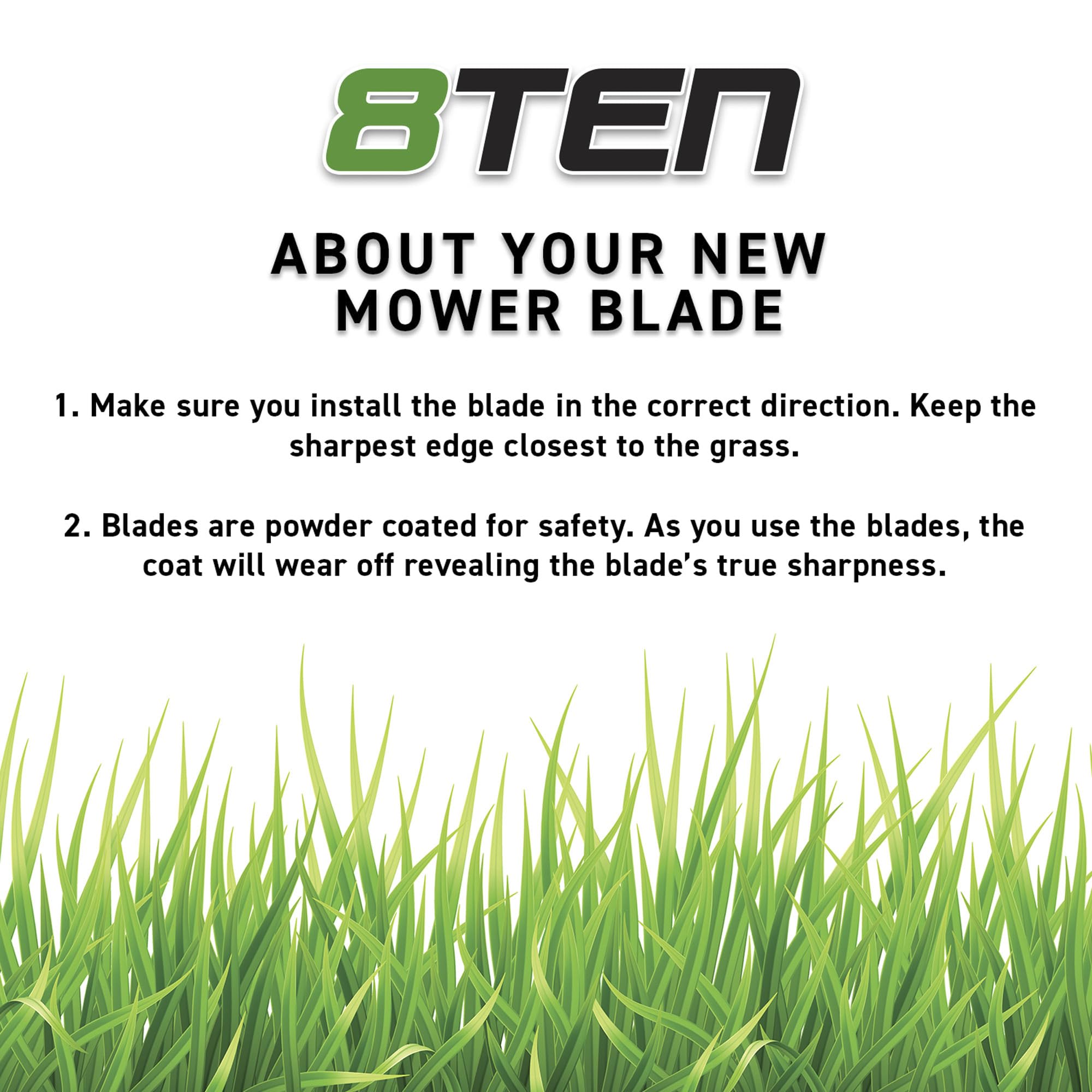 8TEN LawnRAZOR Mower Blade comparison with a standard blade