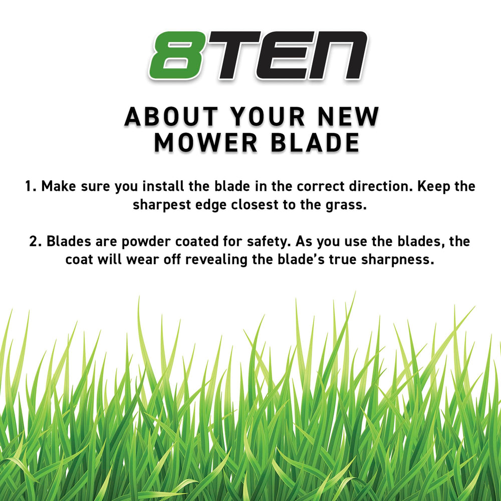 8TEN LawnRAZOR Mower Blade comparison with a standard blade