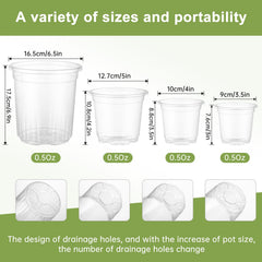 9 pcs of 4 inch clear plastic plant pots with drainage holes