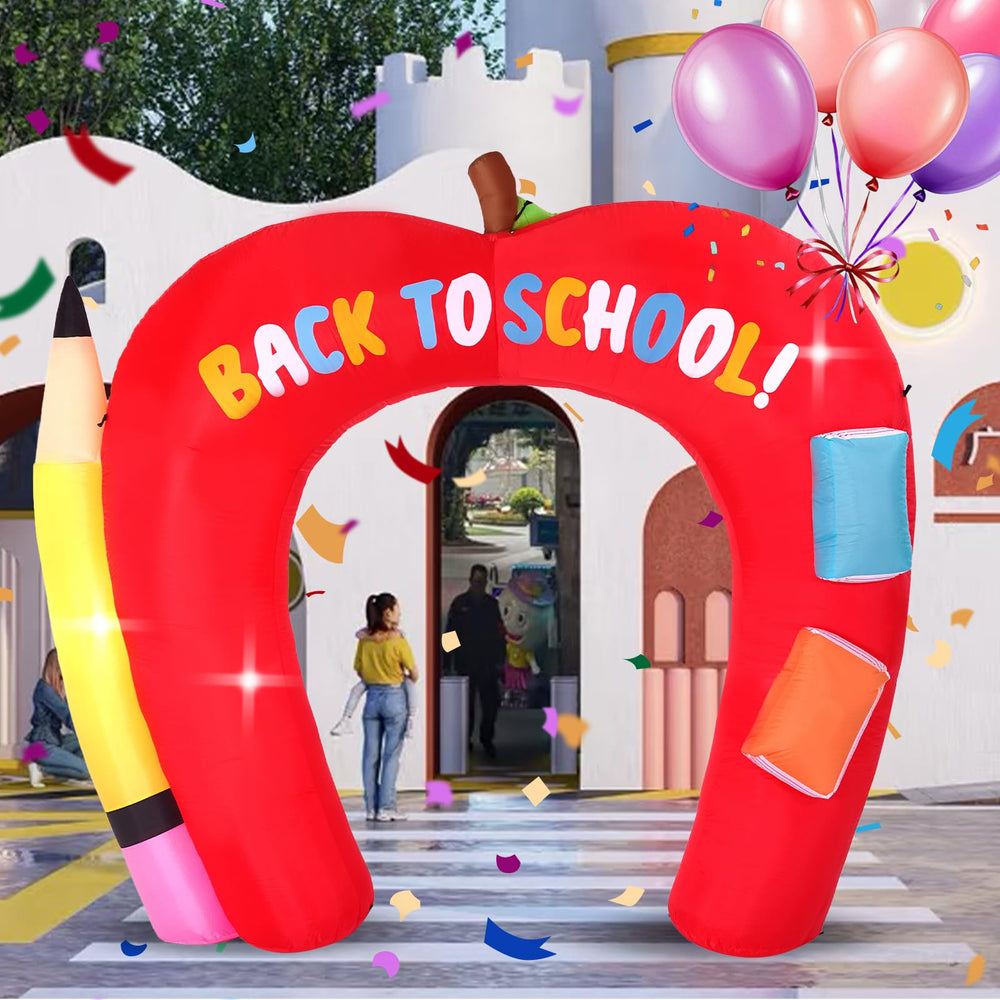 9FT Back to School Apple Arch inflatable decoration with LED lights