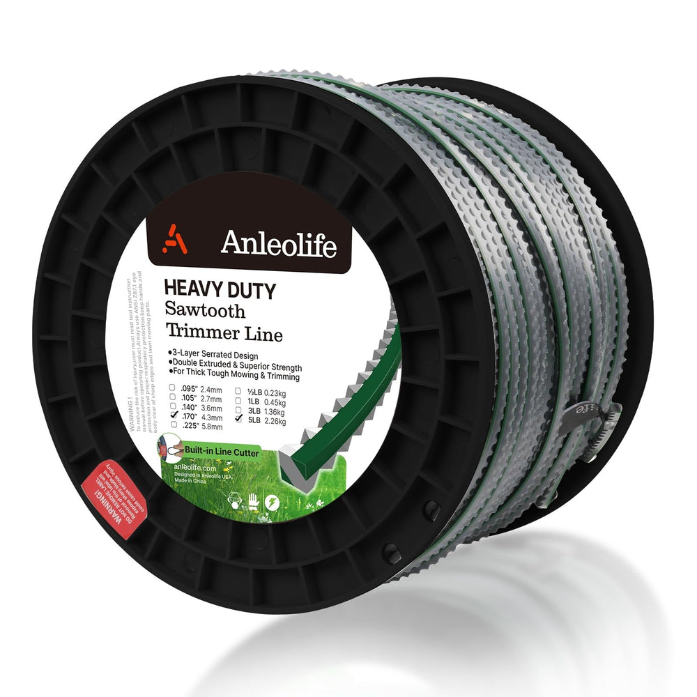 A ANLEOLIFE 170" Sawtooth Trimmer Line 440ft bulk spool front view