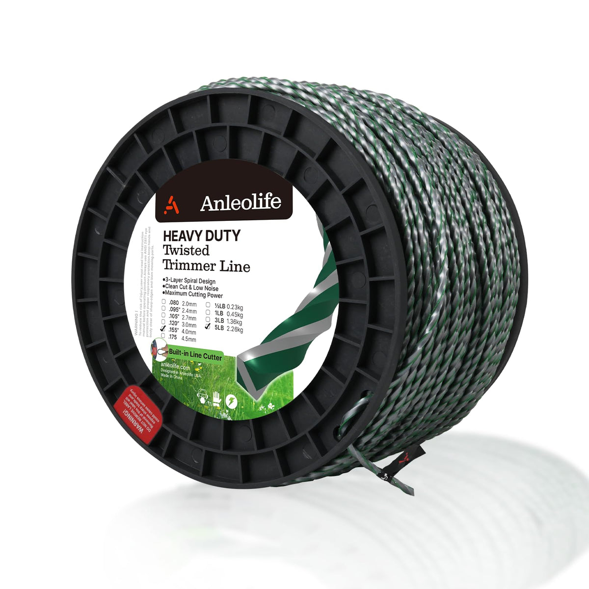 A ANLEOLIFE 3-layer twisted heavy-duty trimmer line spool front view